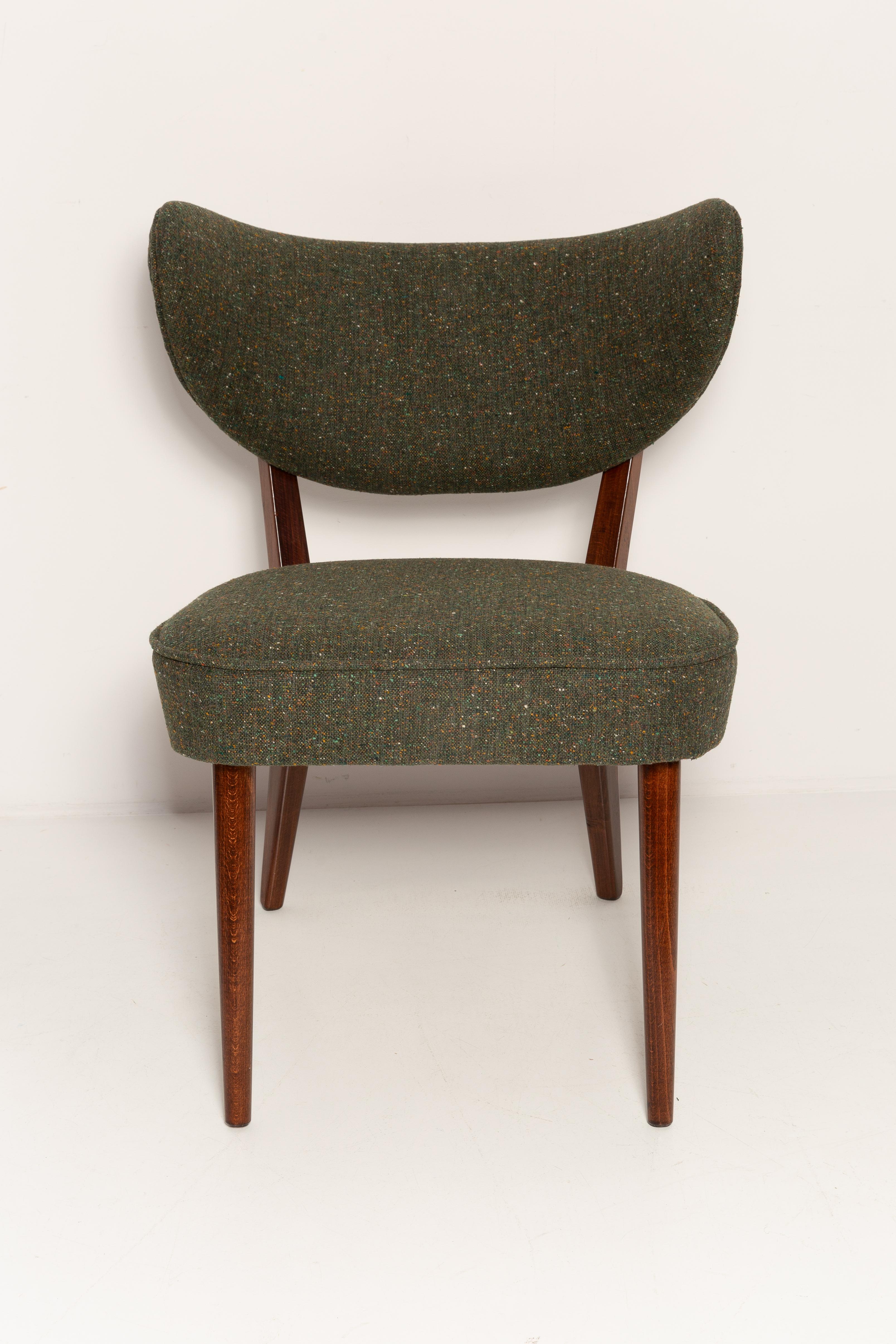 Pair of Green Wool Shell Club Chairs, by Vintola Studio, Europe, Poland For Sale 4