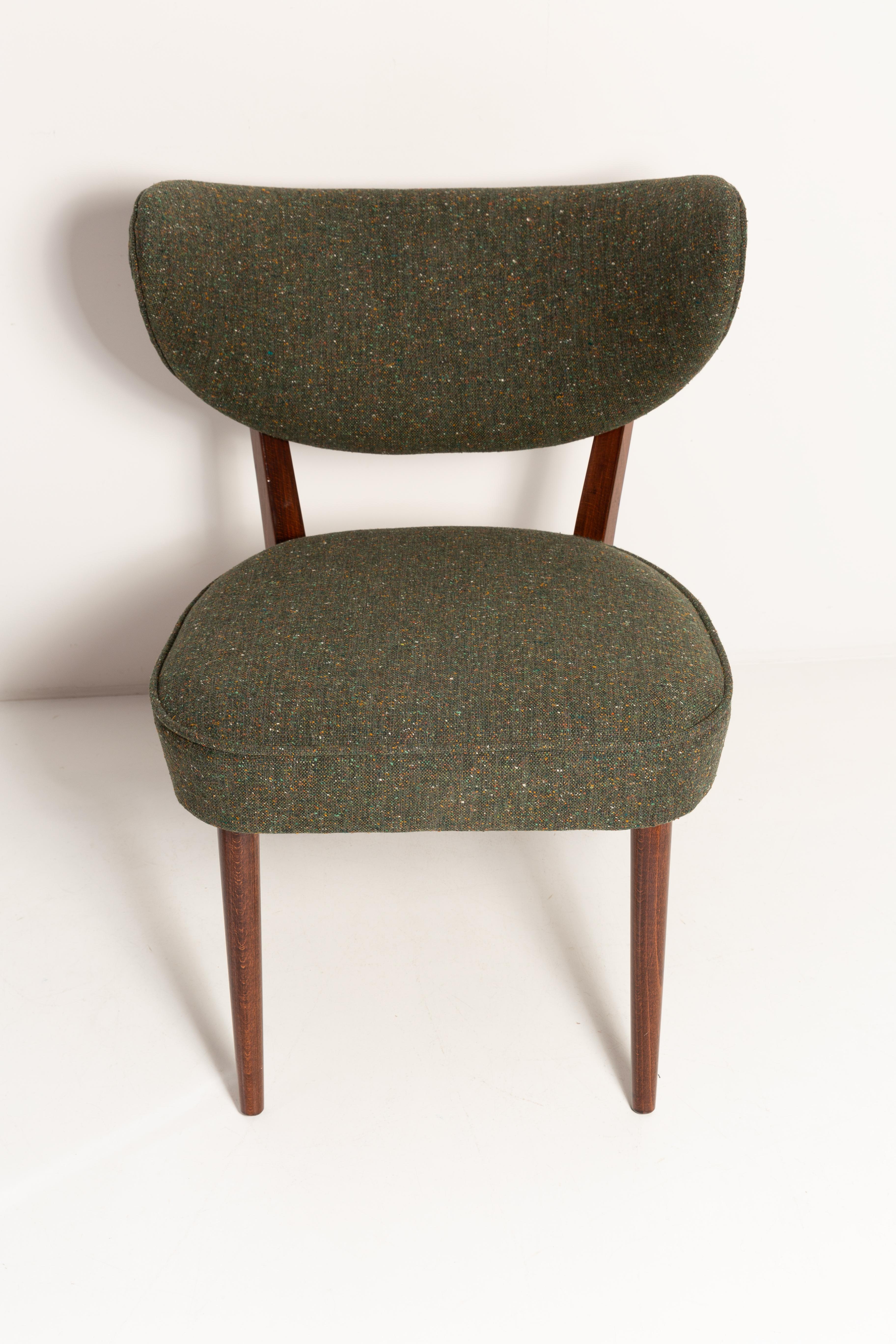 Pair of Green Wool Shell Club Chairs, by Vintola Studio, Europe, Poland For Sale 5