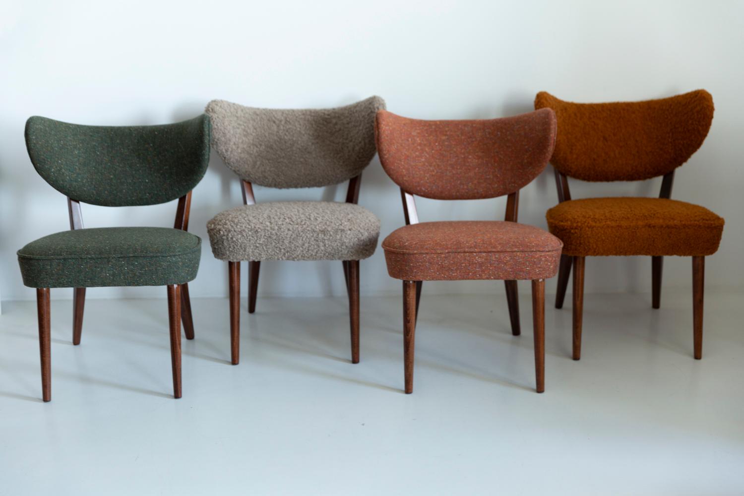 Polonais Paire de fauteuils club en laine verte en forme de coquille, par Vintola Studio, Europe, Pologne en vente