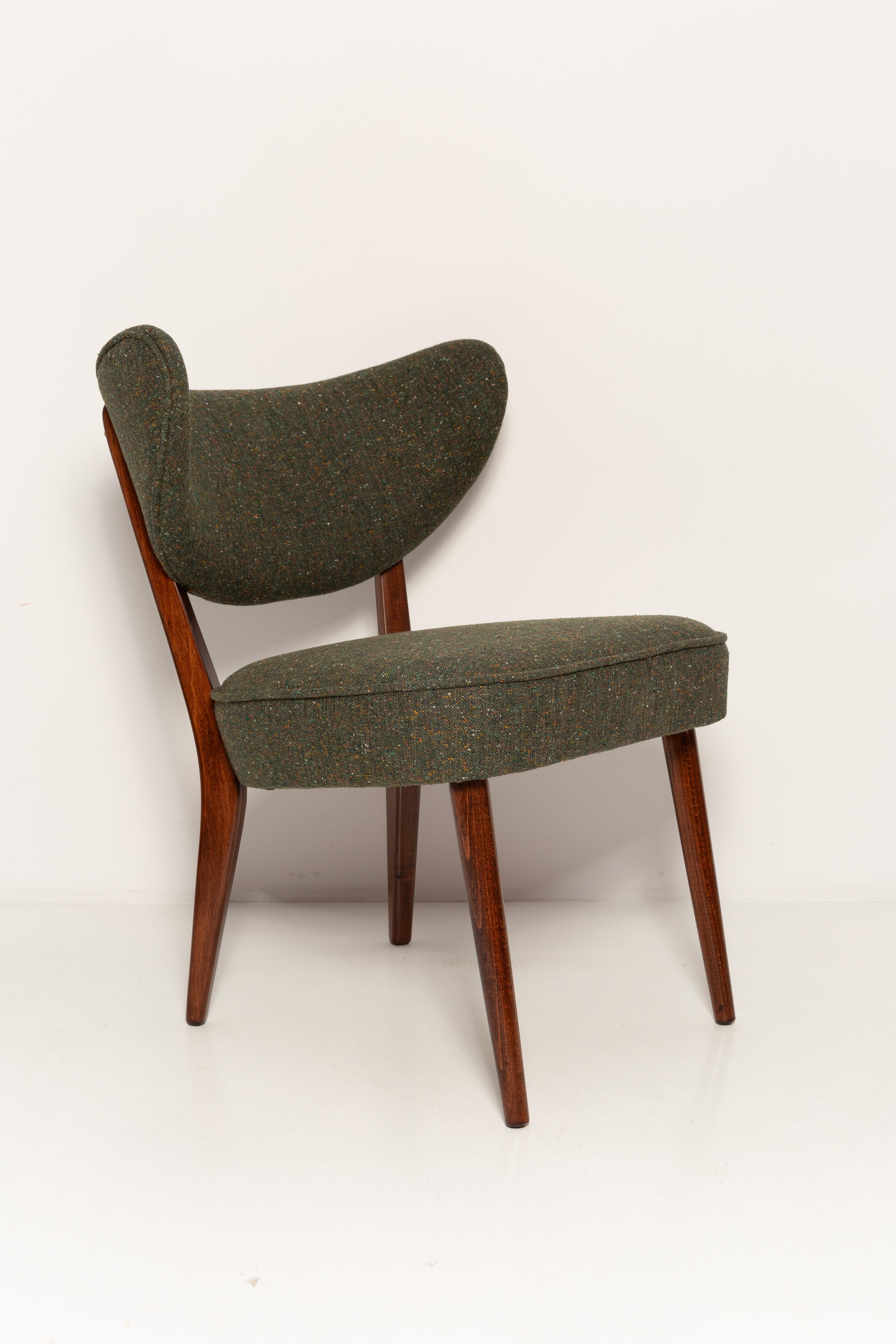 Contemporary Pair of Green Wool Shell Club Chairs, by Vintola Studio, Europe, Poland For Sale