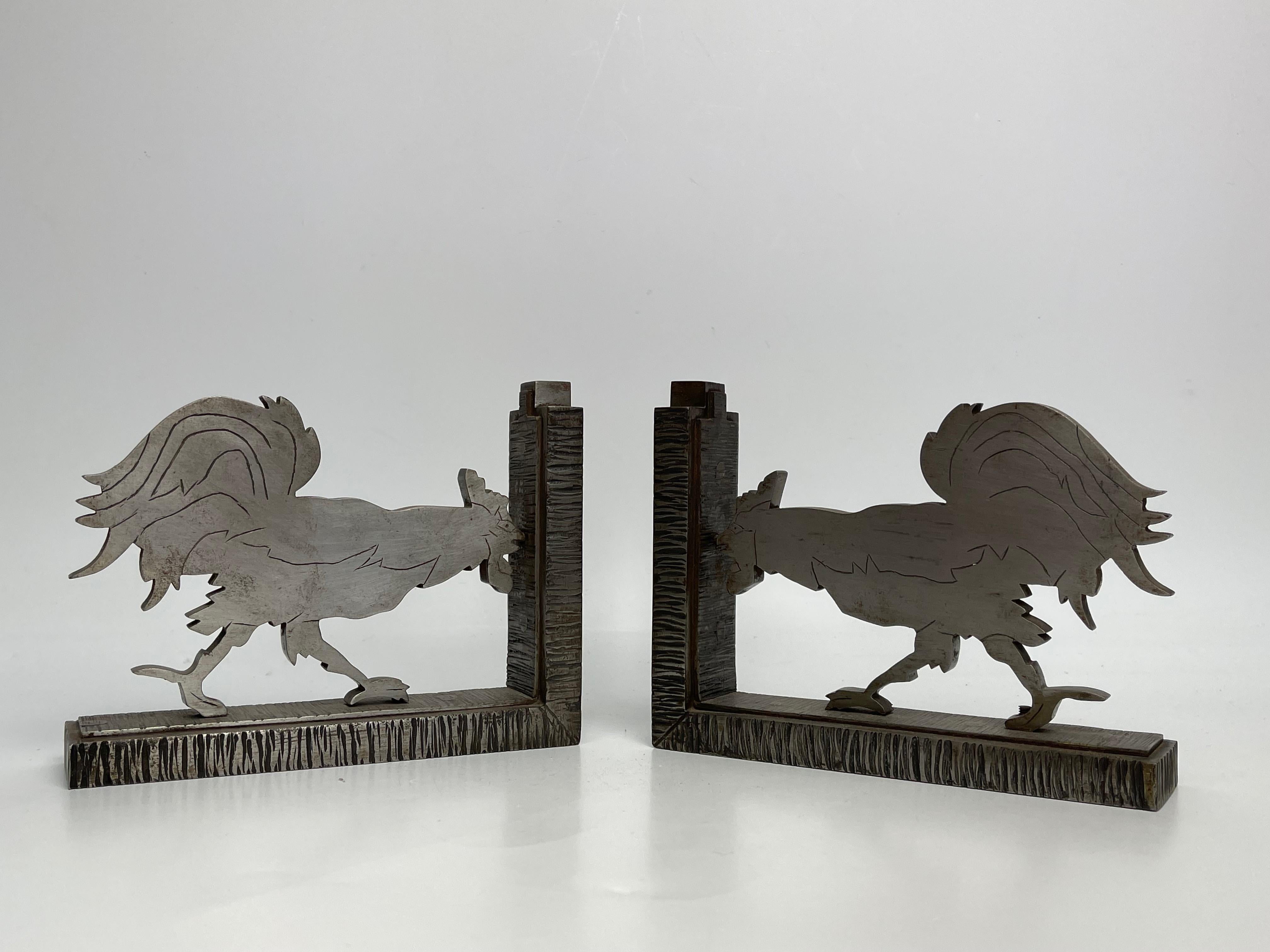 French Pair of Greenhouse Bookends Art Deco Wrought Iron stamped Zadounaïsky For Sale