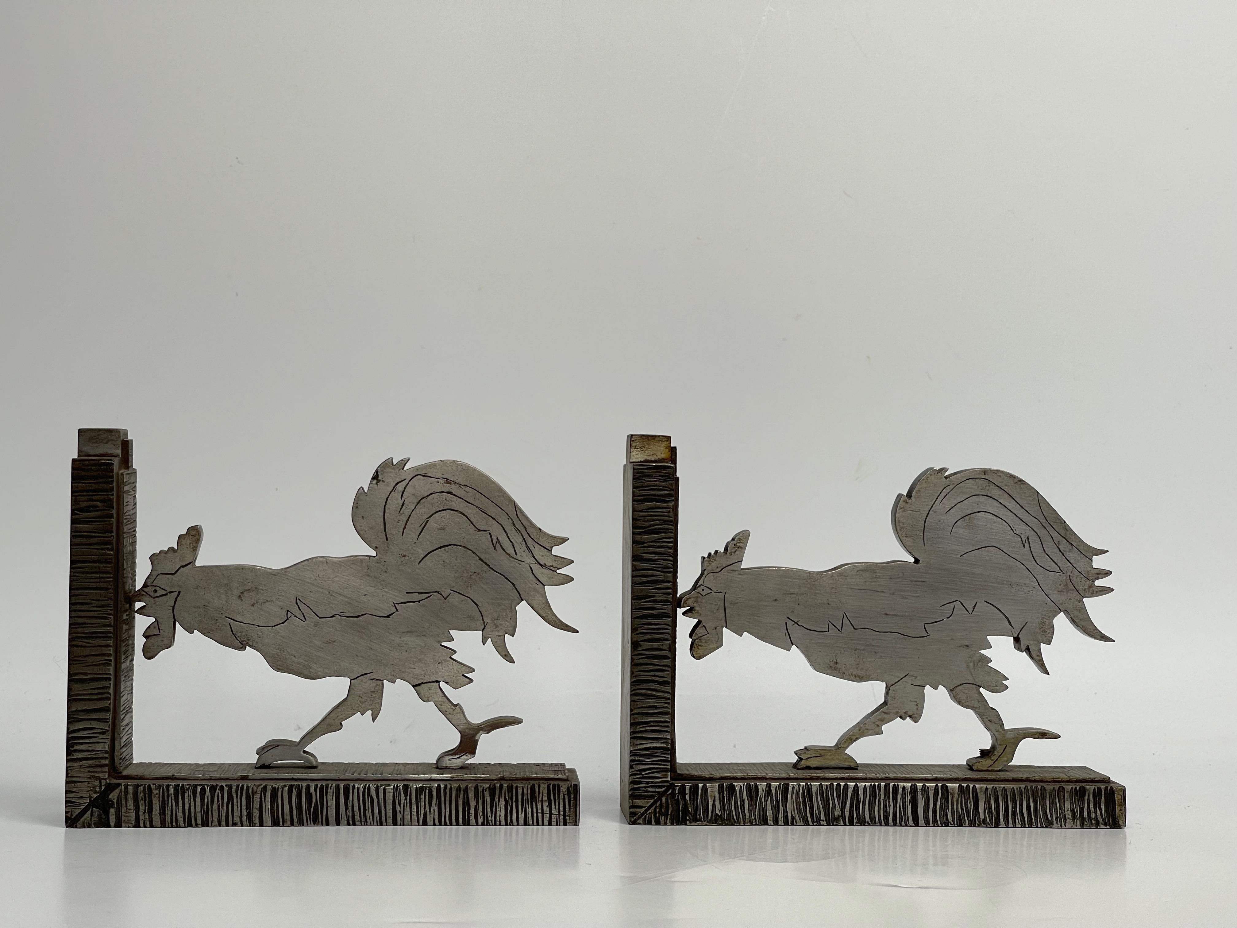 Pair of Greenhouse Bookends Art Deco Wrought Iron stamped Zadounaïsky 1