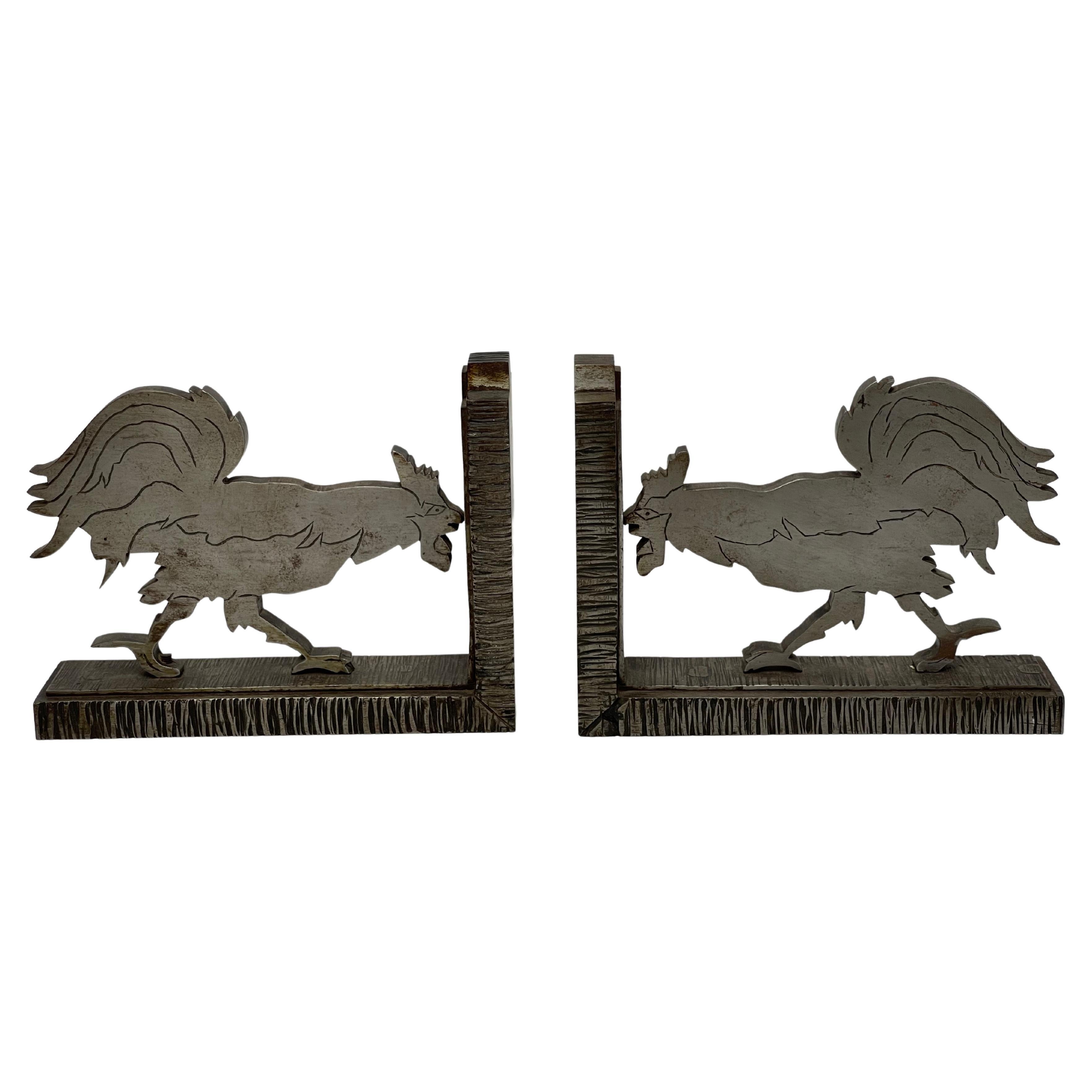 Pair of Greenhouse Bookends Art Deco Wrought Iron stamped Zadounaïsky For Sale