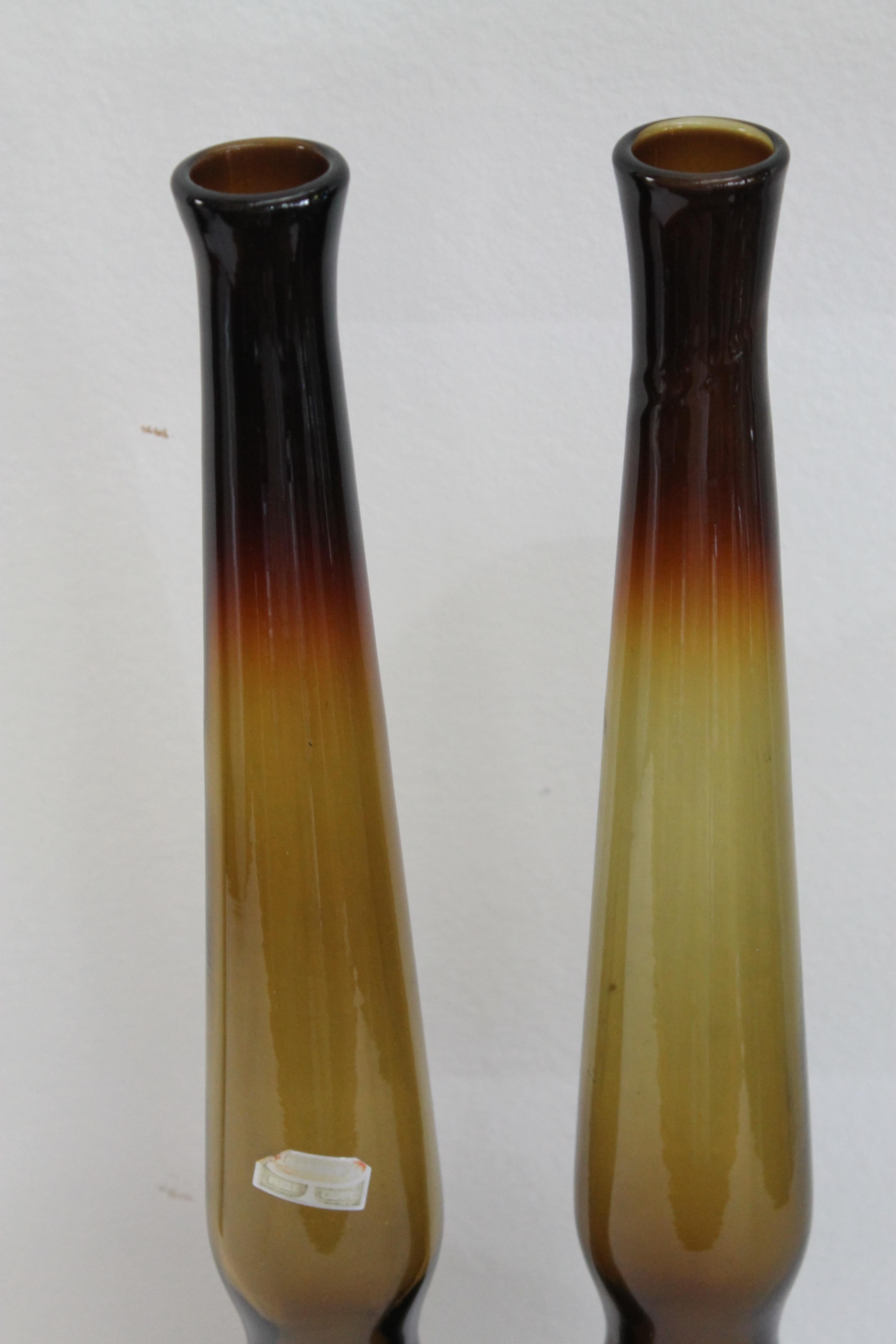Pair of Greenwich Flint Craft vases. Each vase measures 20.5