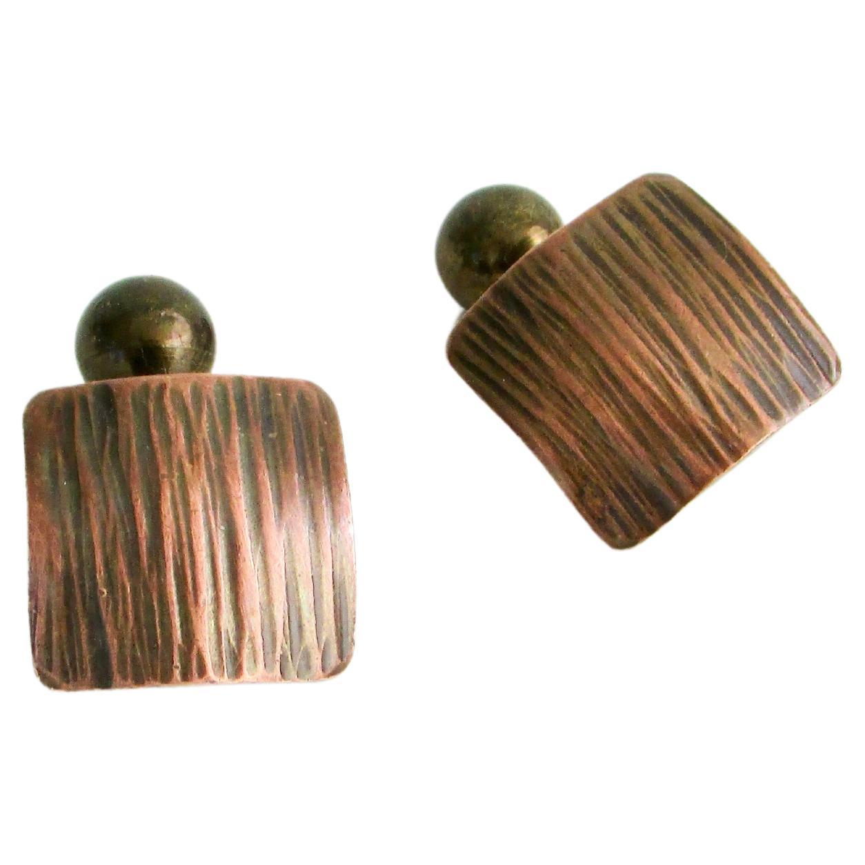 Pair of Greenwich Village artist Rebaje Hammered Copper and Brass Cuff Links