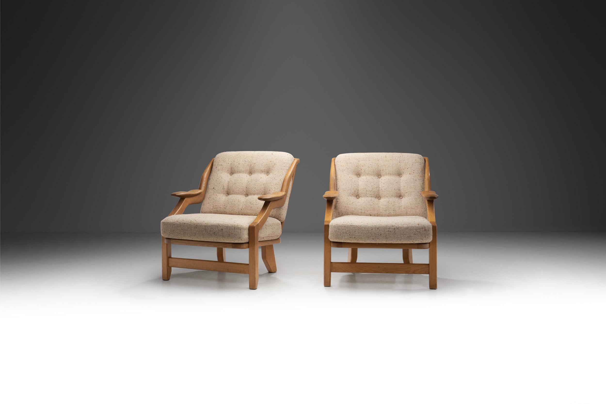 Mid-Century Modern Pair of “Grégoire” Lounge Chairs by Guillerme et Chambron, France 1960s For Sale