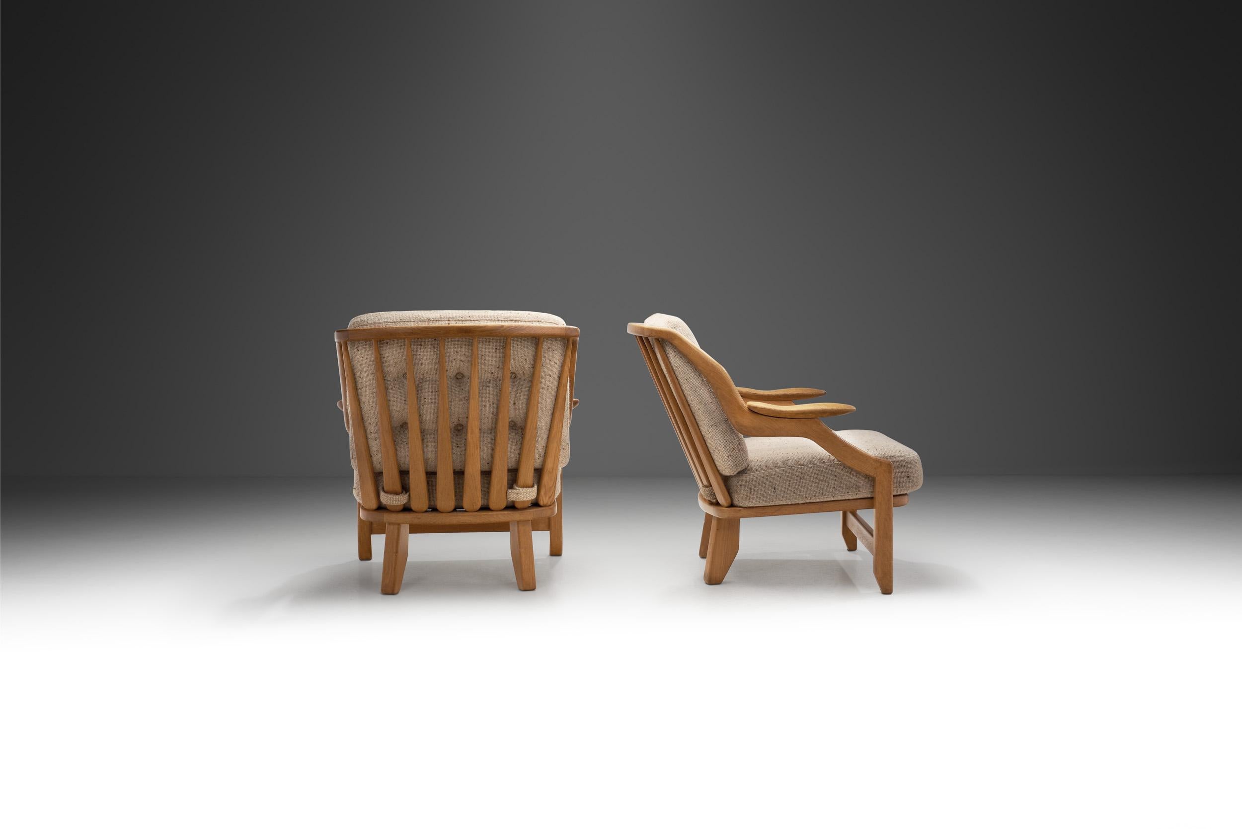 French Pair of “Grégoire” Lounge Chairs by Guillerme et Chambron, France 1960s For Sale