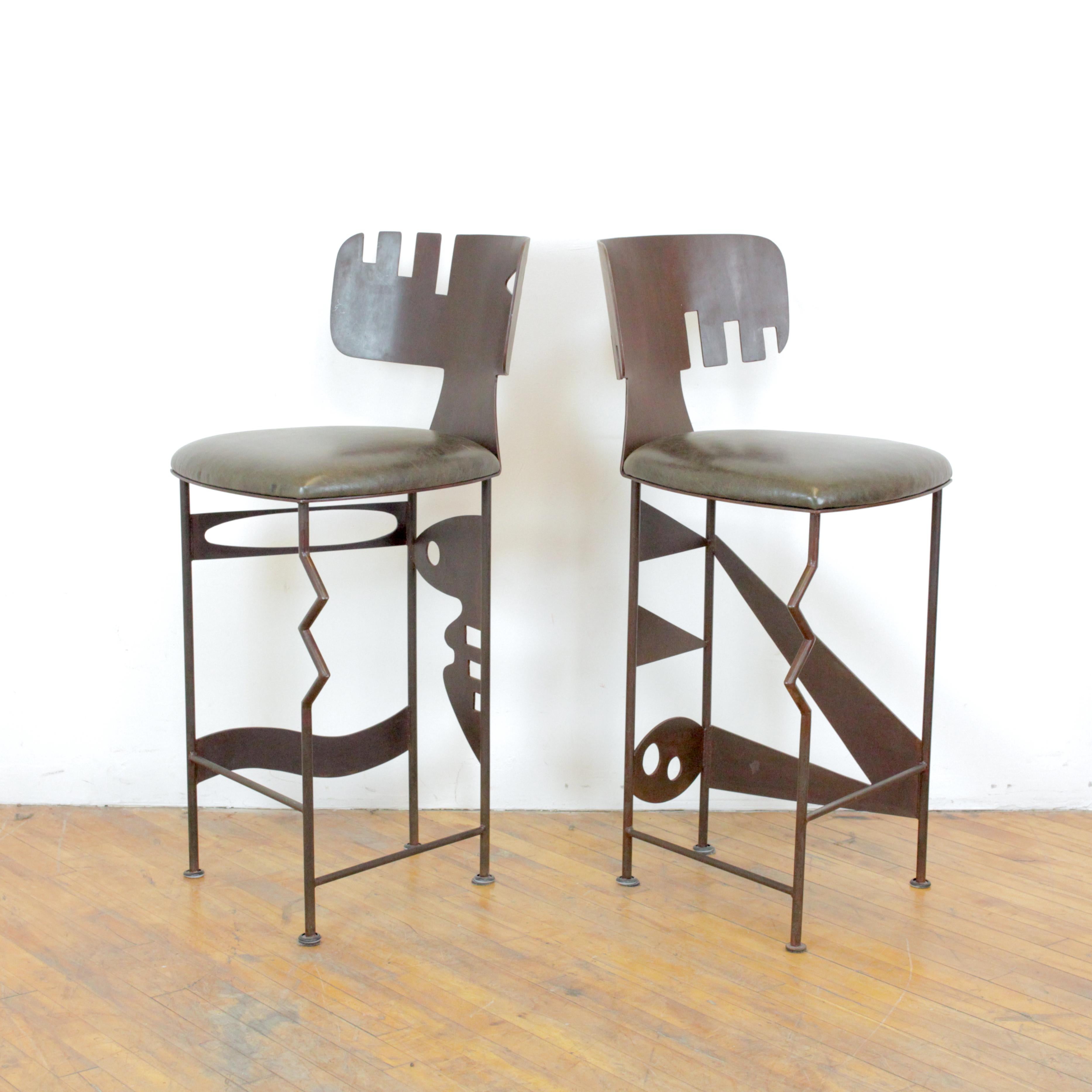 Post-Modern Pair of Gregory Hawthorne Sculptural Stools For Sale