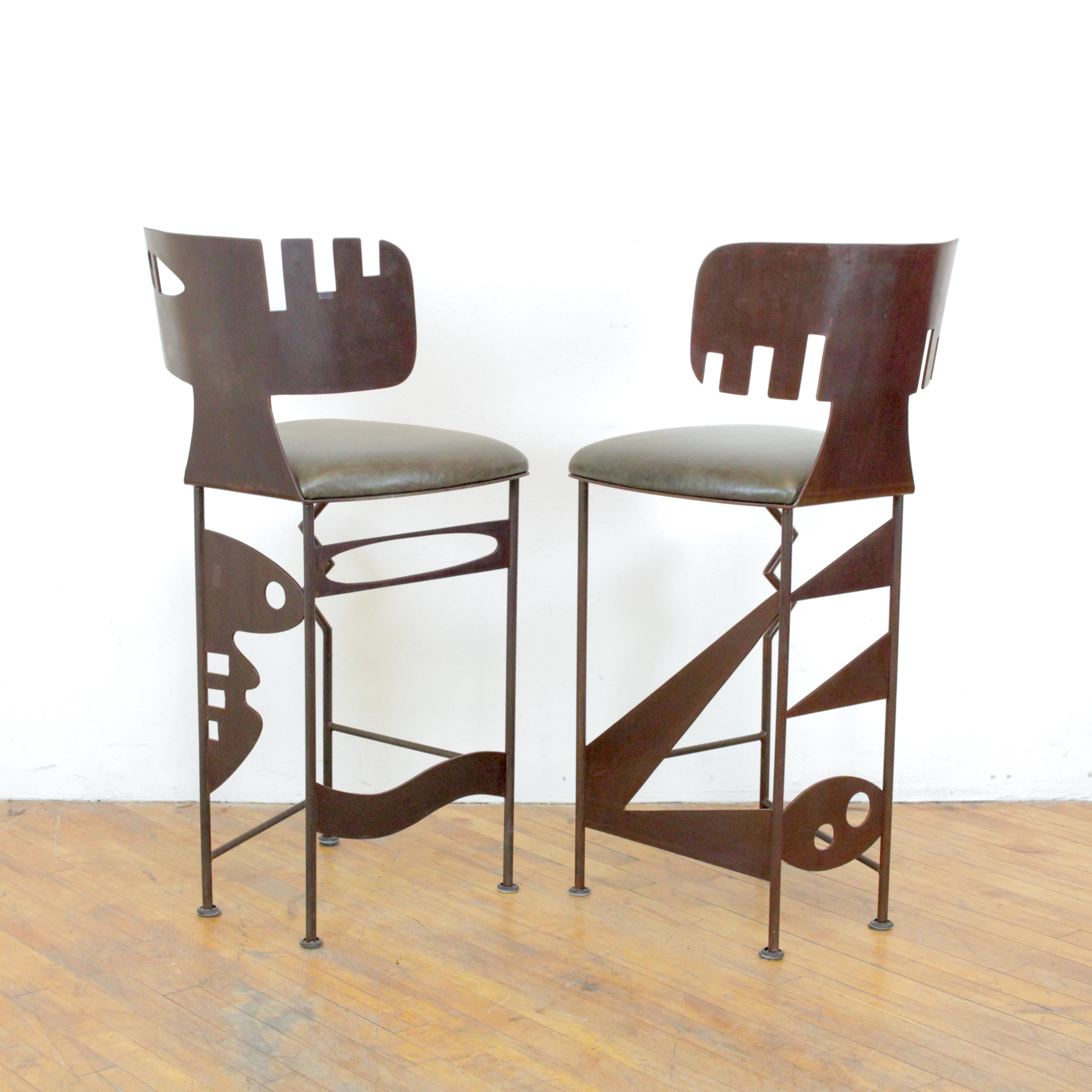Late 20th Century Pair of Gregory Hawthorne Sculptural Stools For Sale