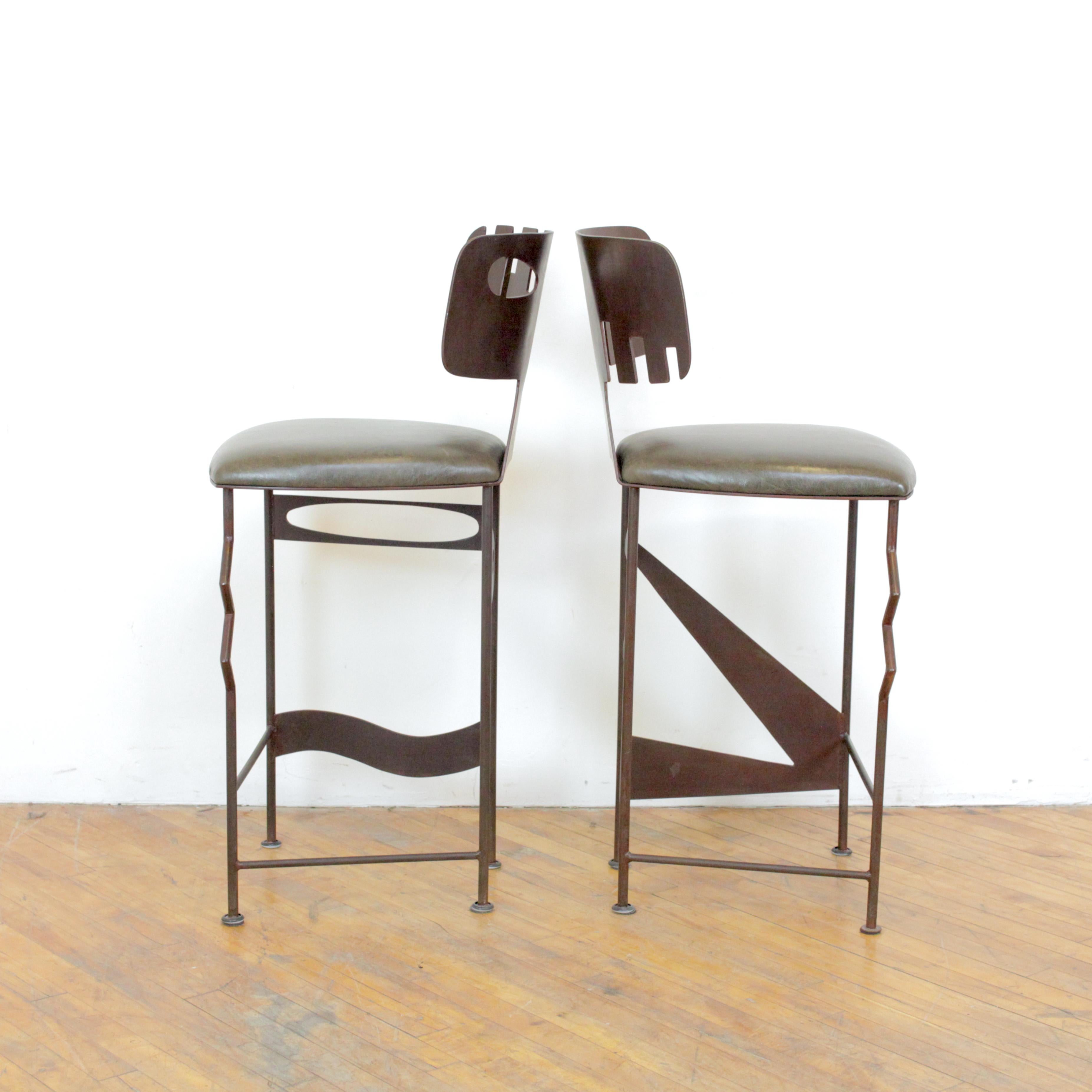Steel Pair of Gregory Hawthorne Sculptural Stools For Sale