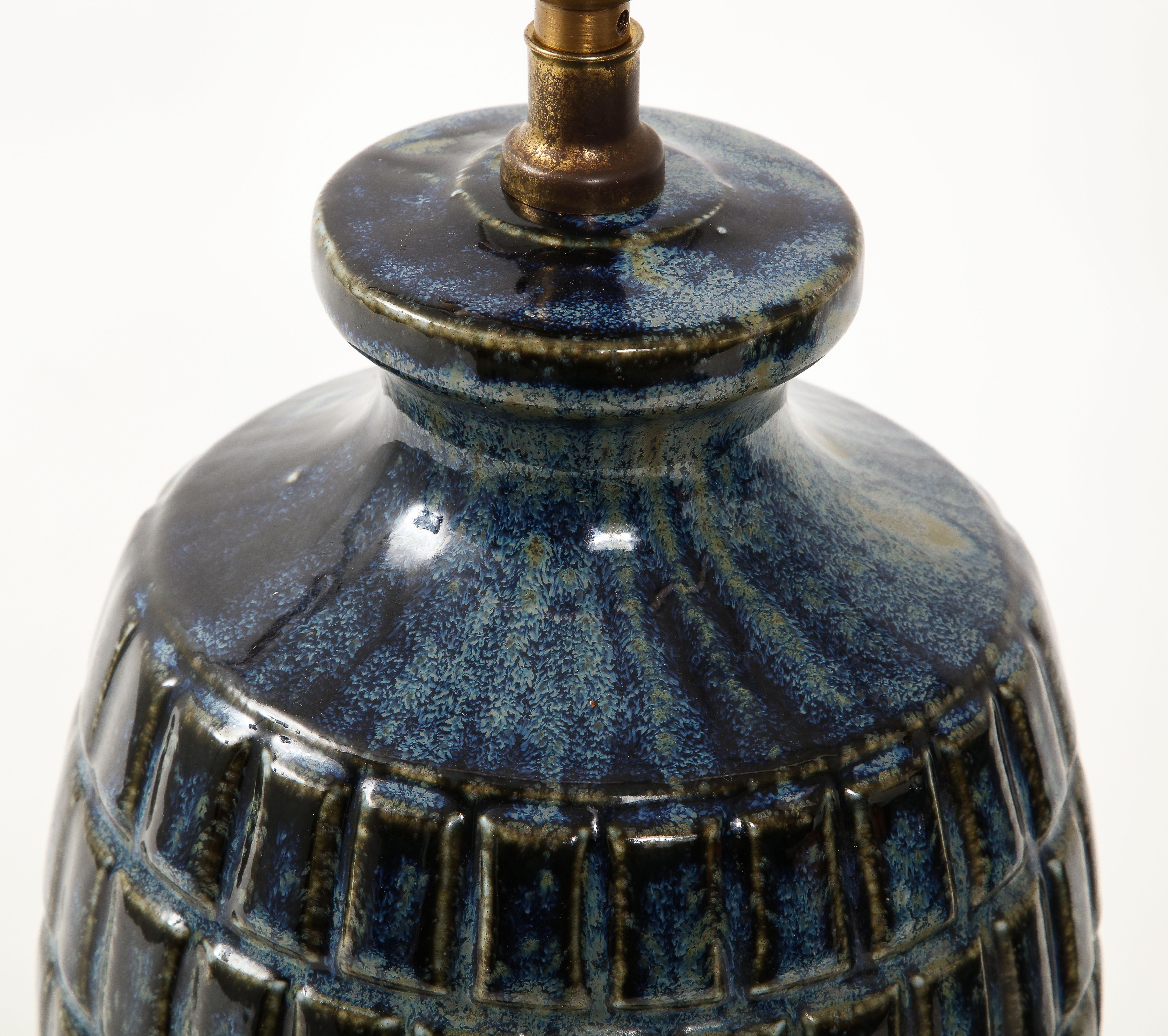 Ceramic Pair of “grenade” Table Lamps. France 1960's