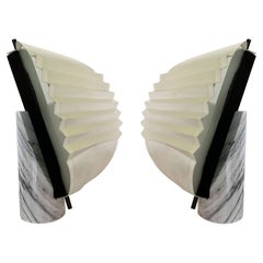 Pair of Greta Lamps Marble Metal Glass by Lamiprogetti. Italy, 1980s