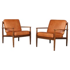 Pair of Grete Jalk Armchairs in Stained Oak