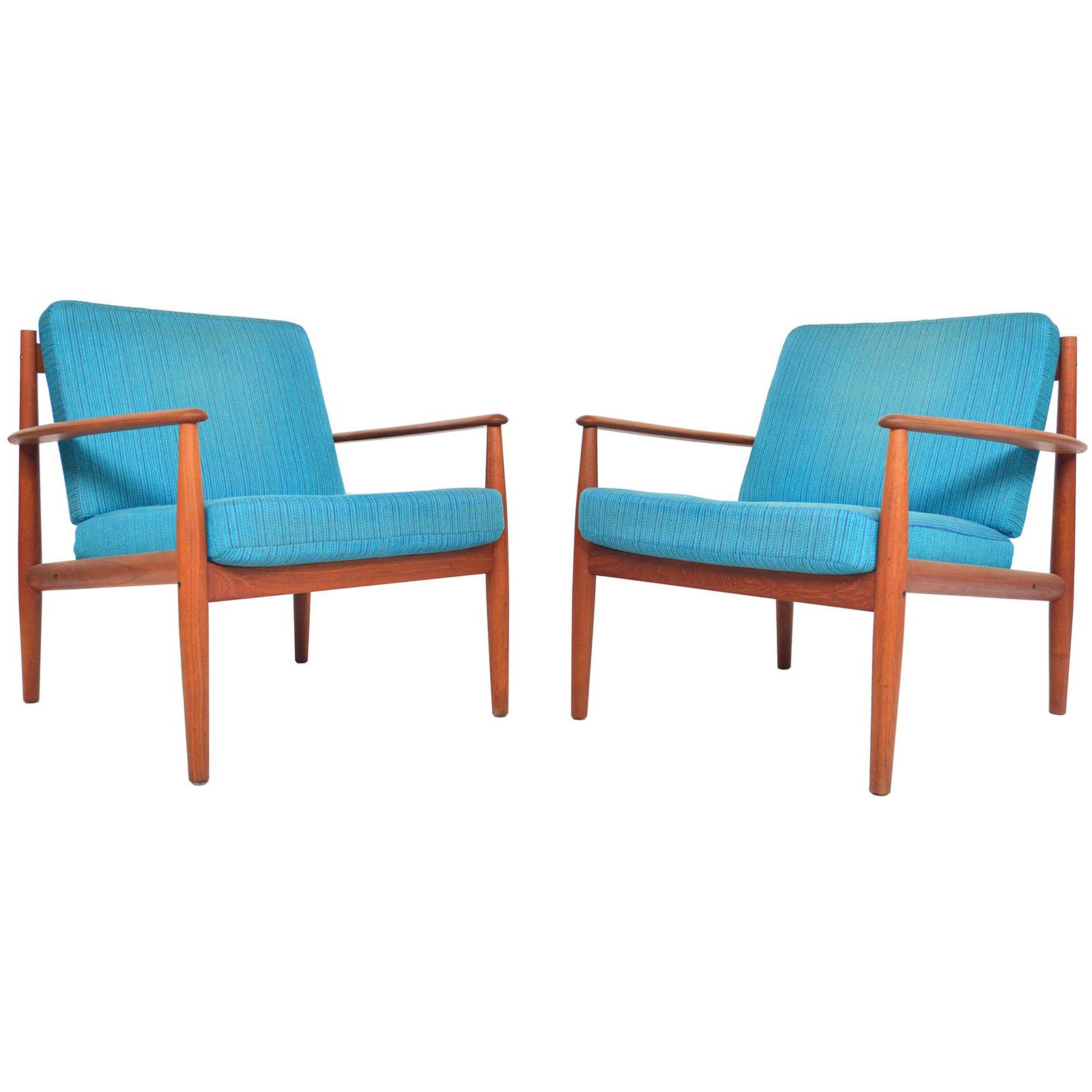 Pair of Grete Jalk Danish Modern Lounge Chairs in Teak by France and Son