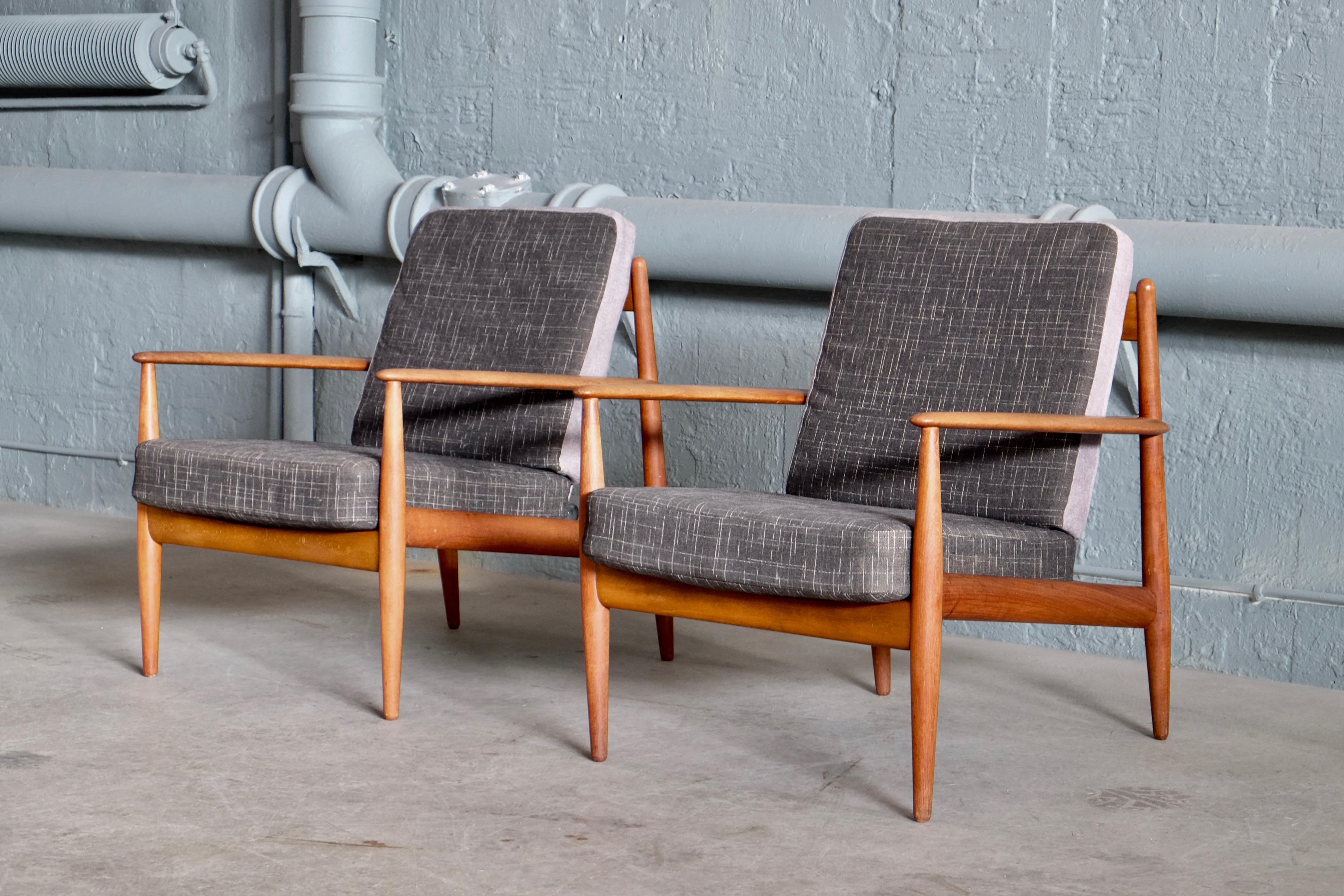 Great pair of easy chairs by Grete Jalk, Denmark, 1950s.