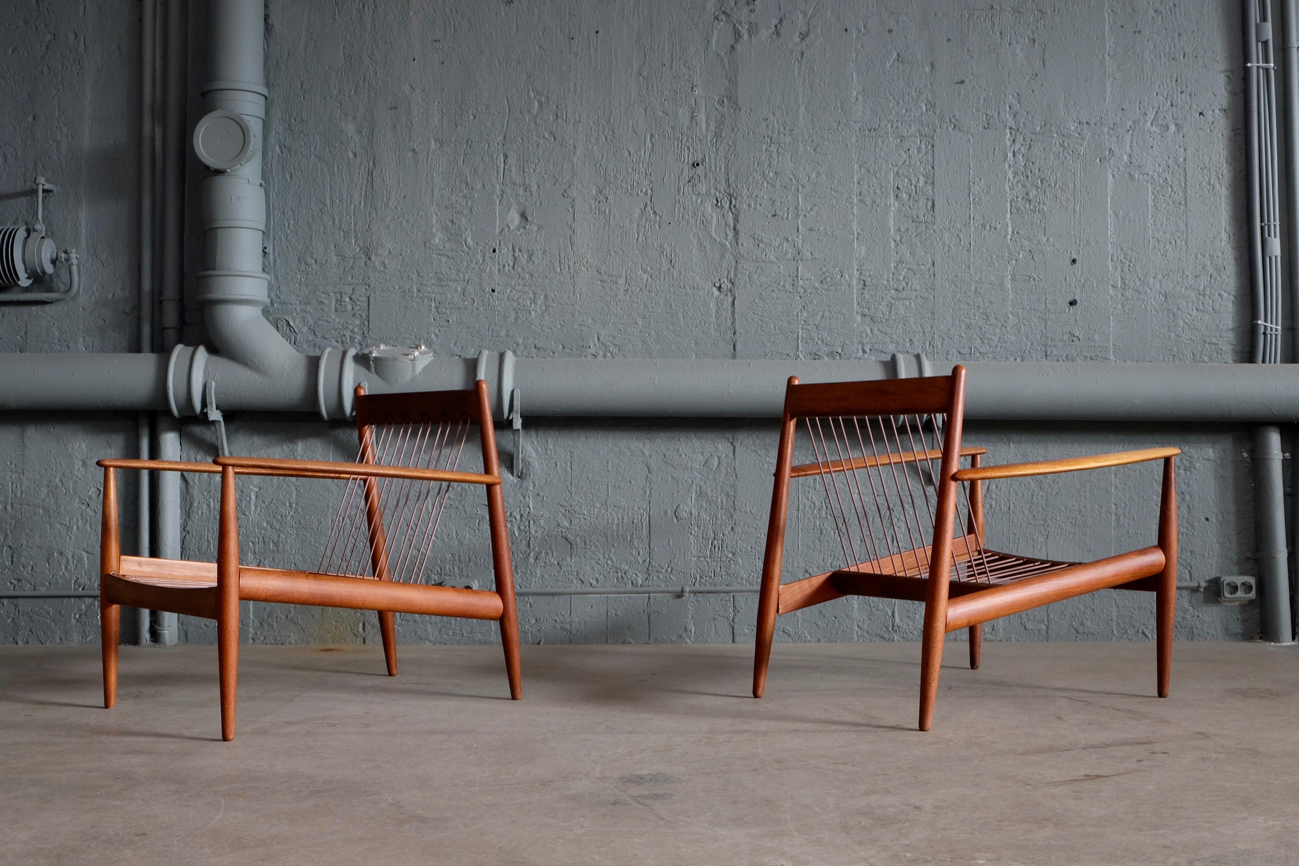 Danish Pair of Grete Jalk Easy Chairs, Denmark, 1950s