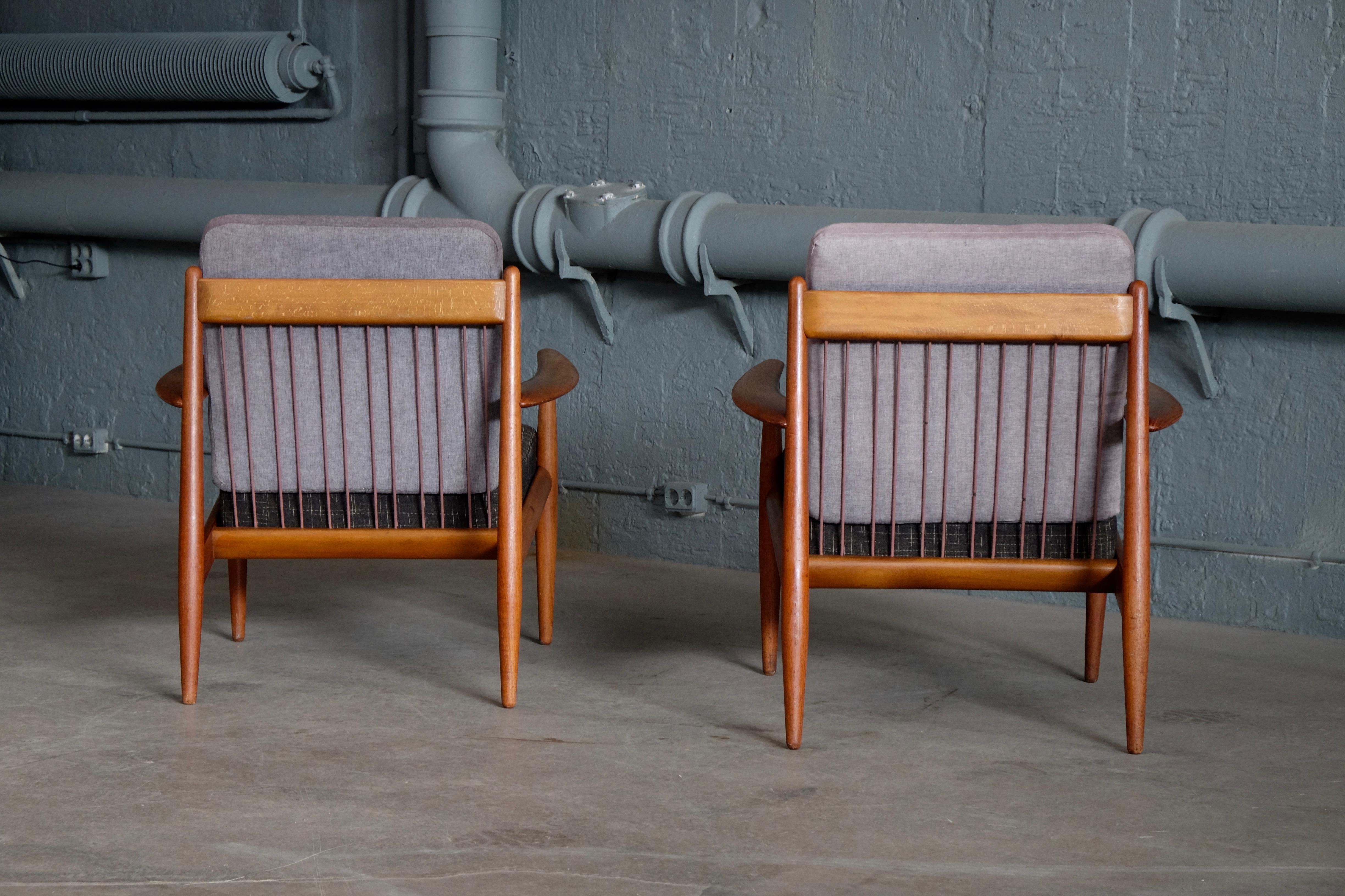 Pair of Grete Jalk Easy Chairs, Denmark, 1950s In Good Condition In Stockholm, SE