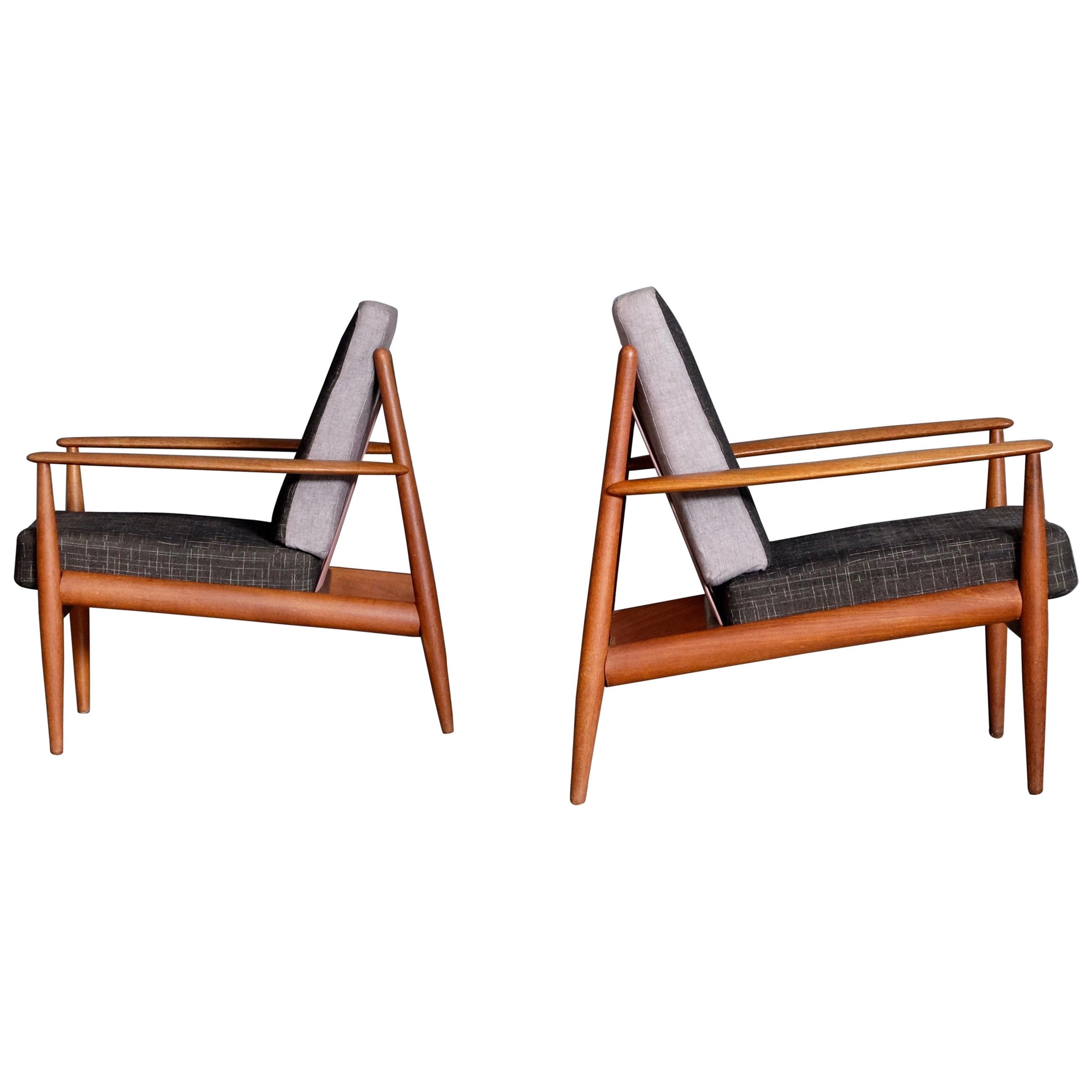 Pair of Grete Jalk Easy Chairs, Denmark, 1950s