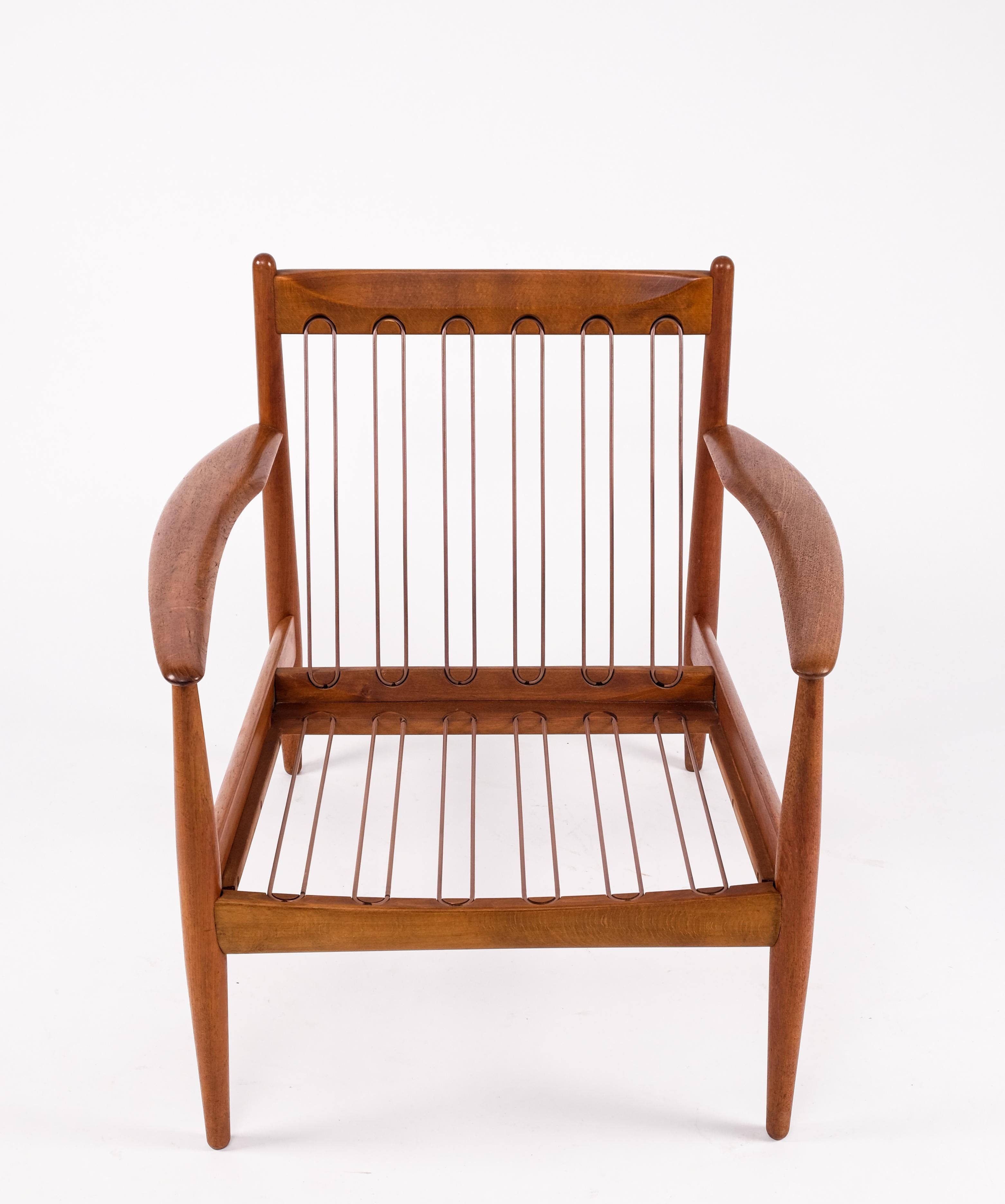 Pair of Grete Jalk Easy Chairs, Denmark, 1960s For Sale 7