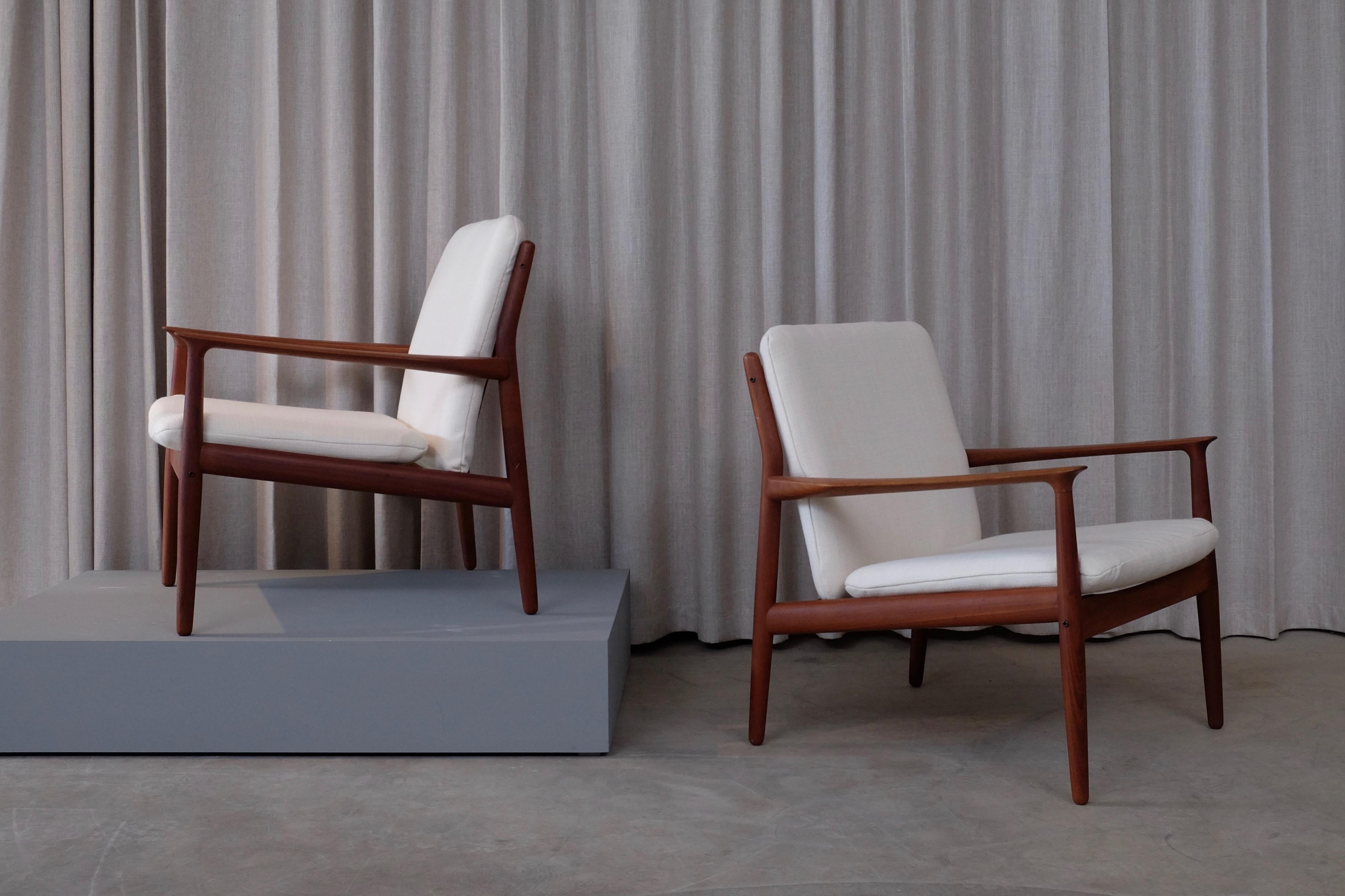 Pair of Grete Jalk Easy Chairs, Denmark, 1960s 7