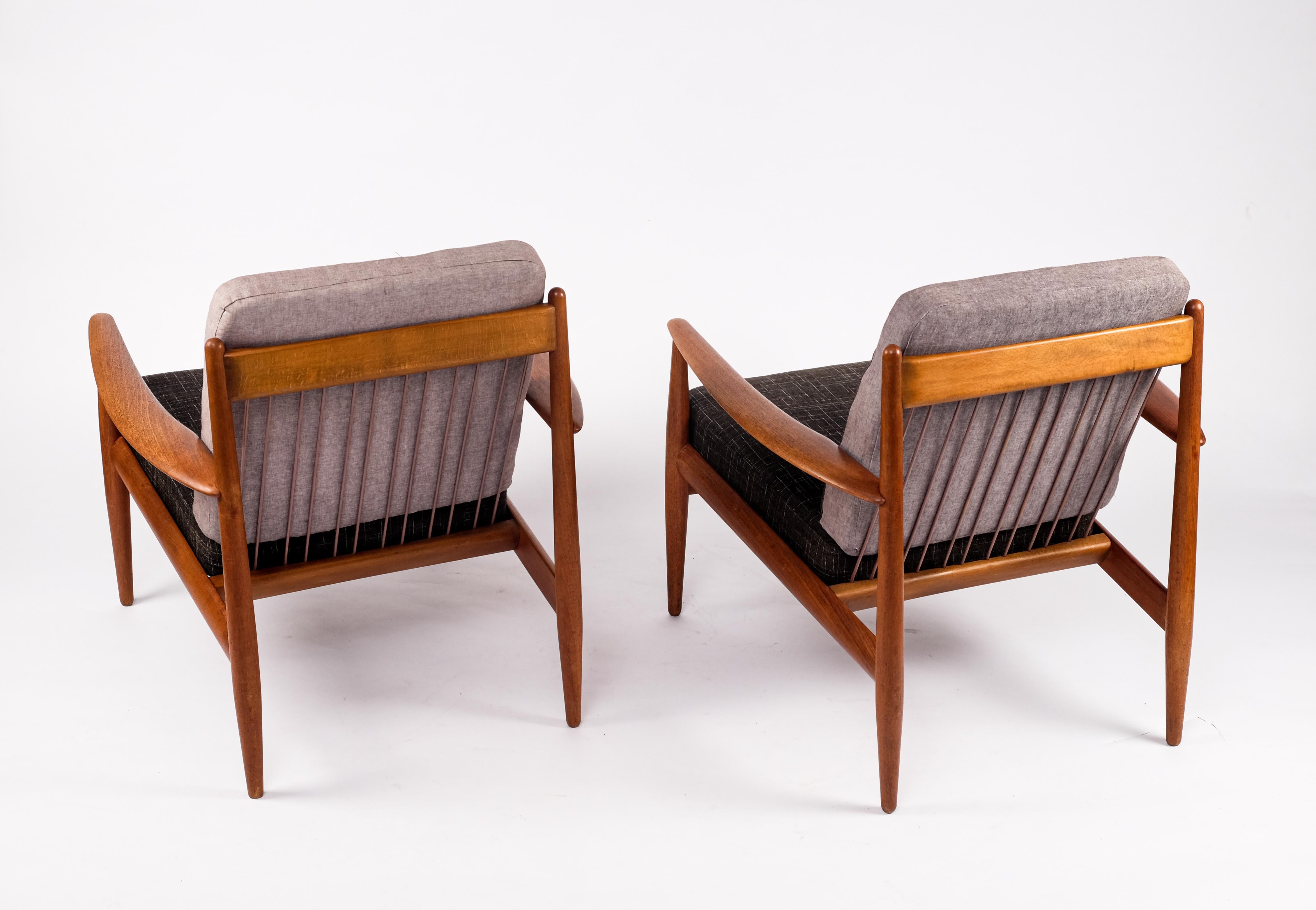 Pair of easy chairs by Grete Jalk, Denmark, 1960s.