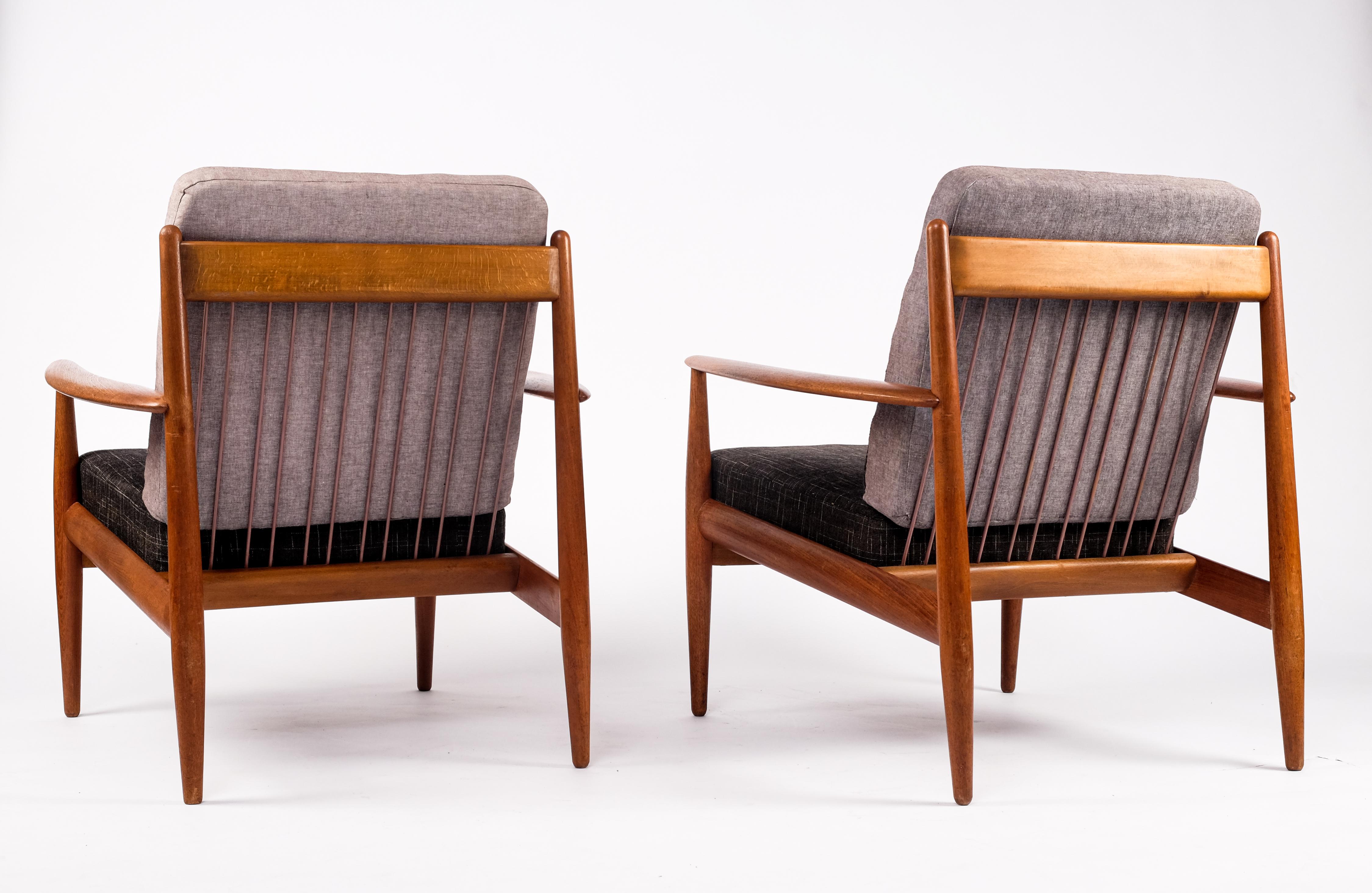 Pair of Grete Jalk Easy Chairs, Denmark, 1960s For Sale 1