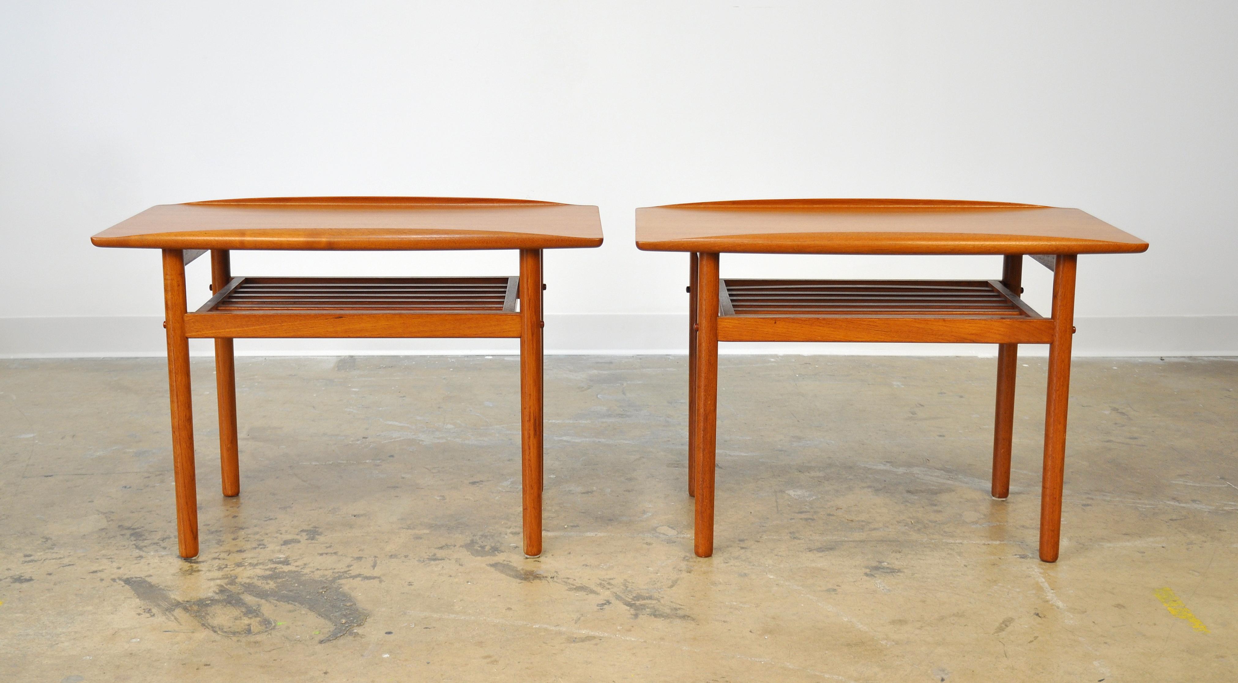 Pair of Grete Jalk for Poul Jeppesen Teak Side Tables In Good Condition In Miami, FL