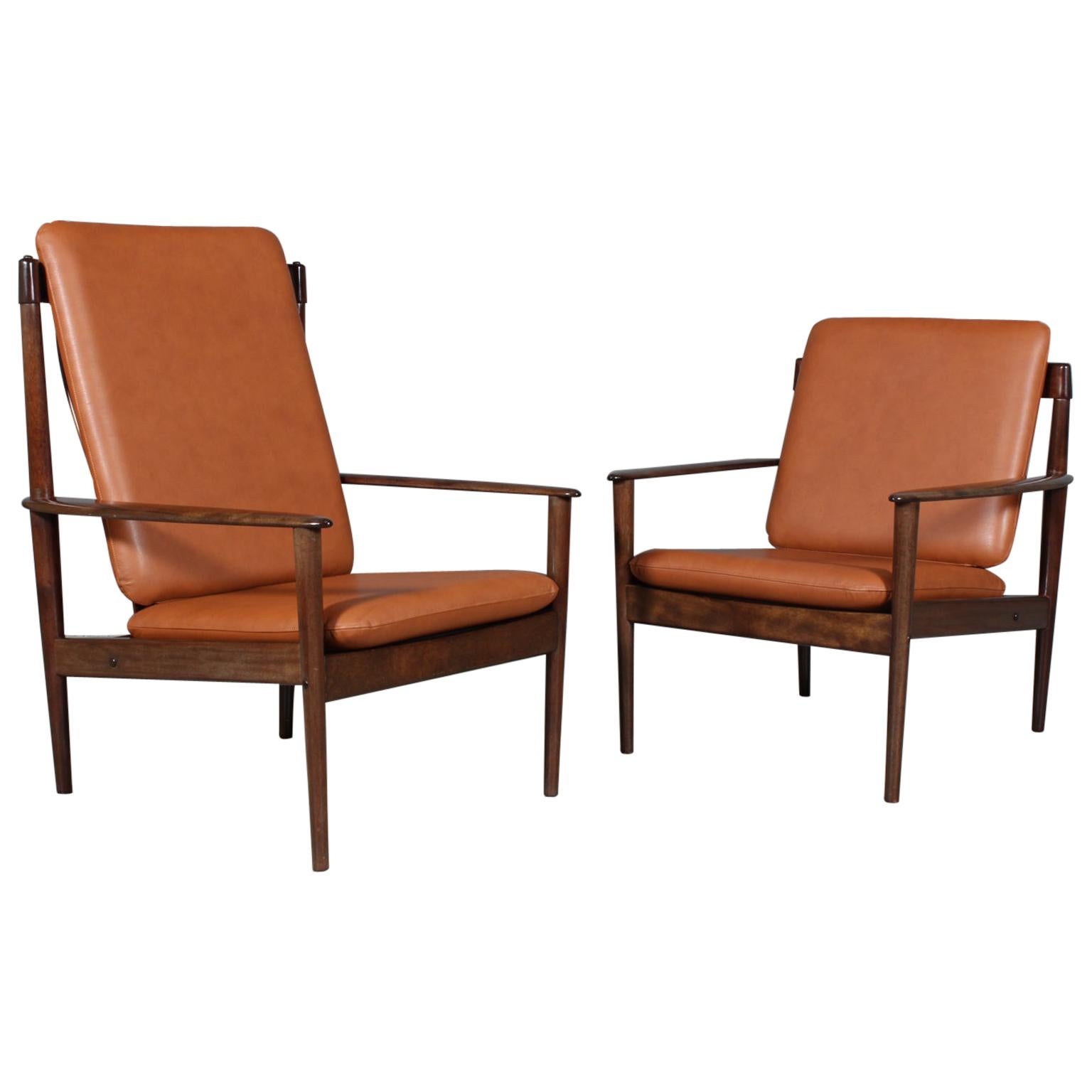 Pair of Grete Jalk Lounge Chair, in Mahogany