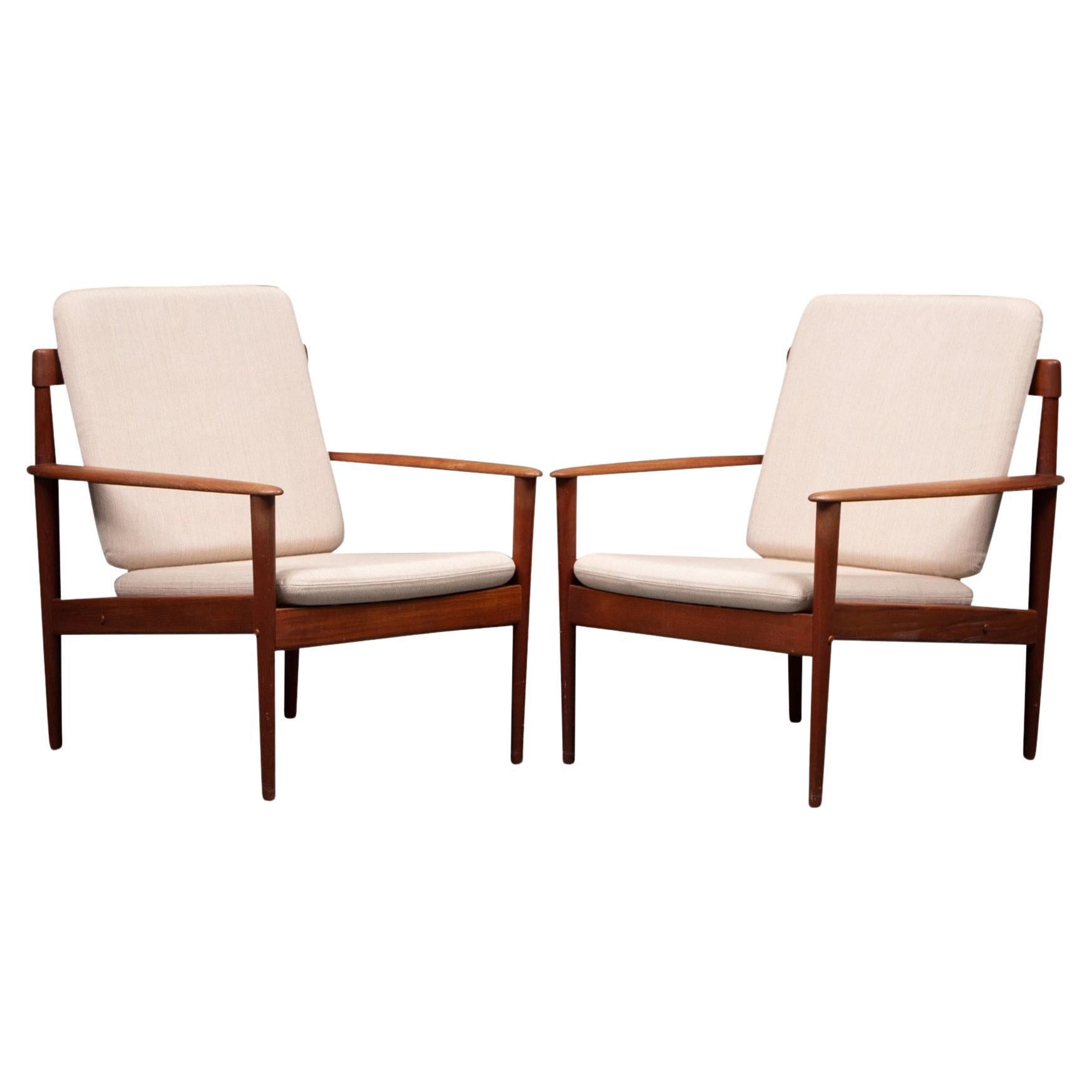 Pair of Grete Jalk Lounge Chairs in Teak