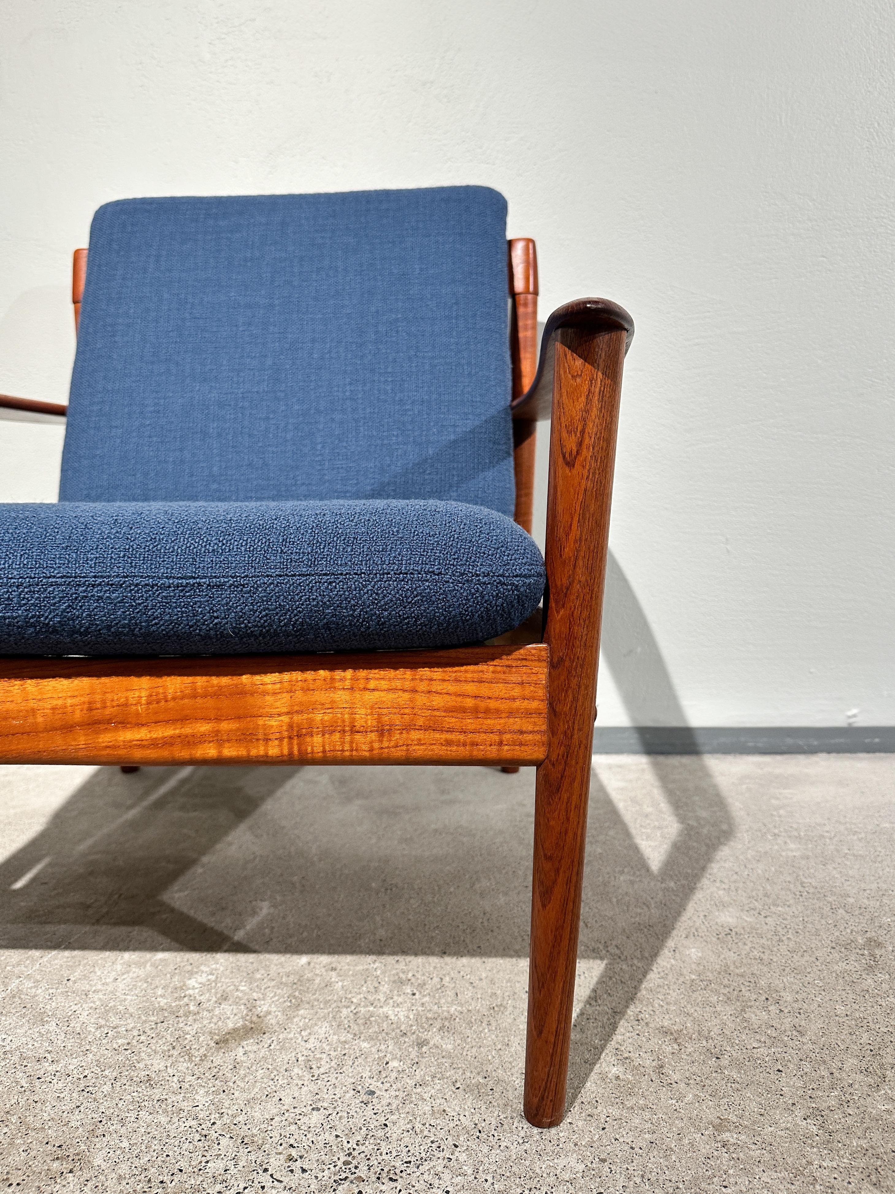 Paire de chaises longues Grete Jalk Teck P Jeppesen Danemark Dedar 1960s en vente 1