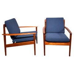 Pair of Grete Jalk Lounge Chairs Teak P Jeppesen Denmark Dedar 1960s