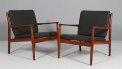 Pair of Grete Jalk Lounge Chairs with Frame of Teak