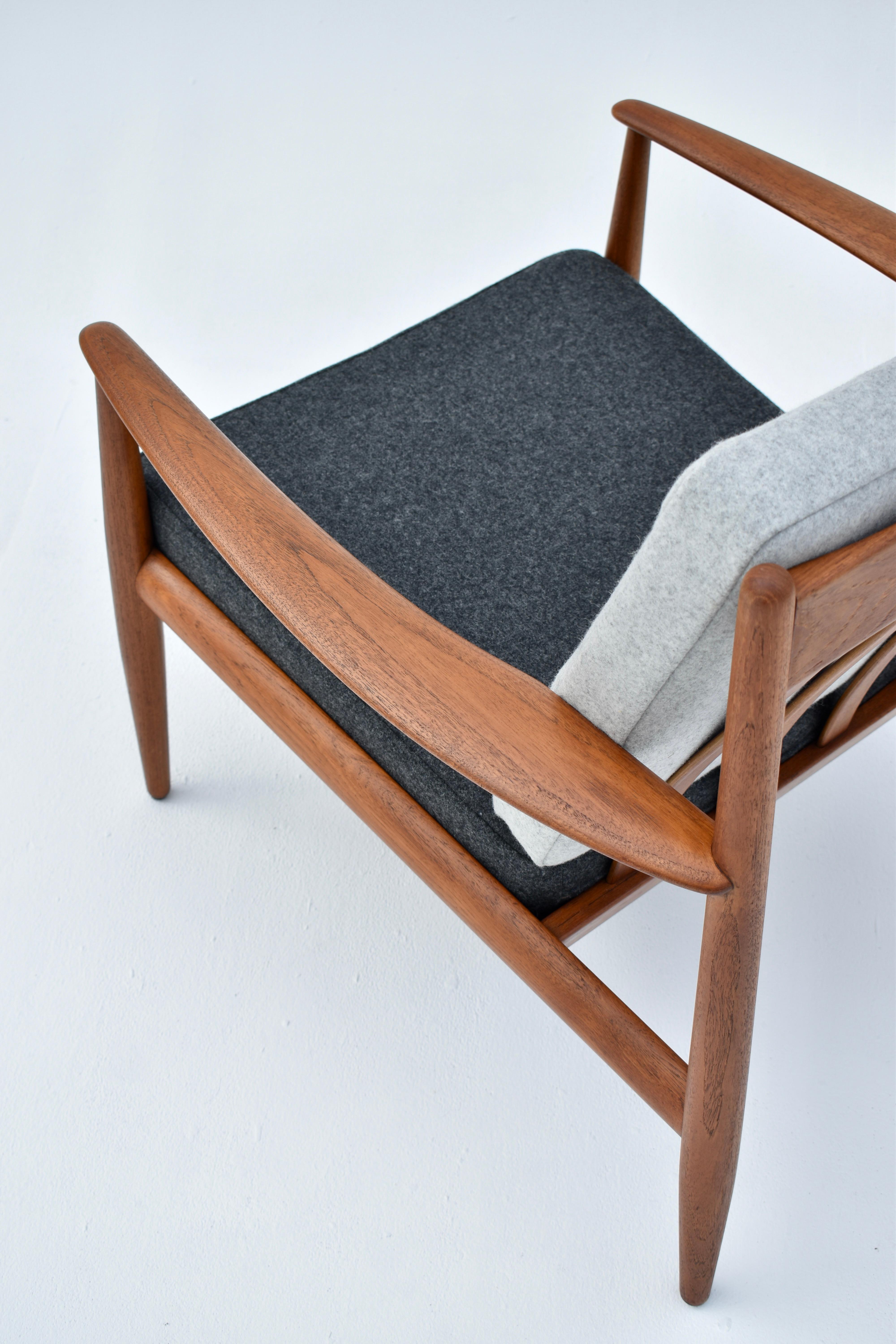 Pair of Grete Jalk Mid Century Teak Lounge Chairs for France & Son, Denmark 7