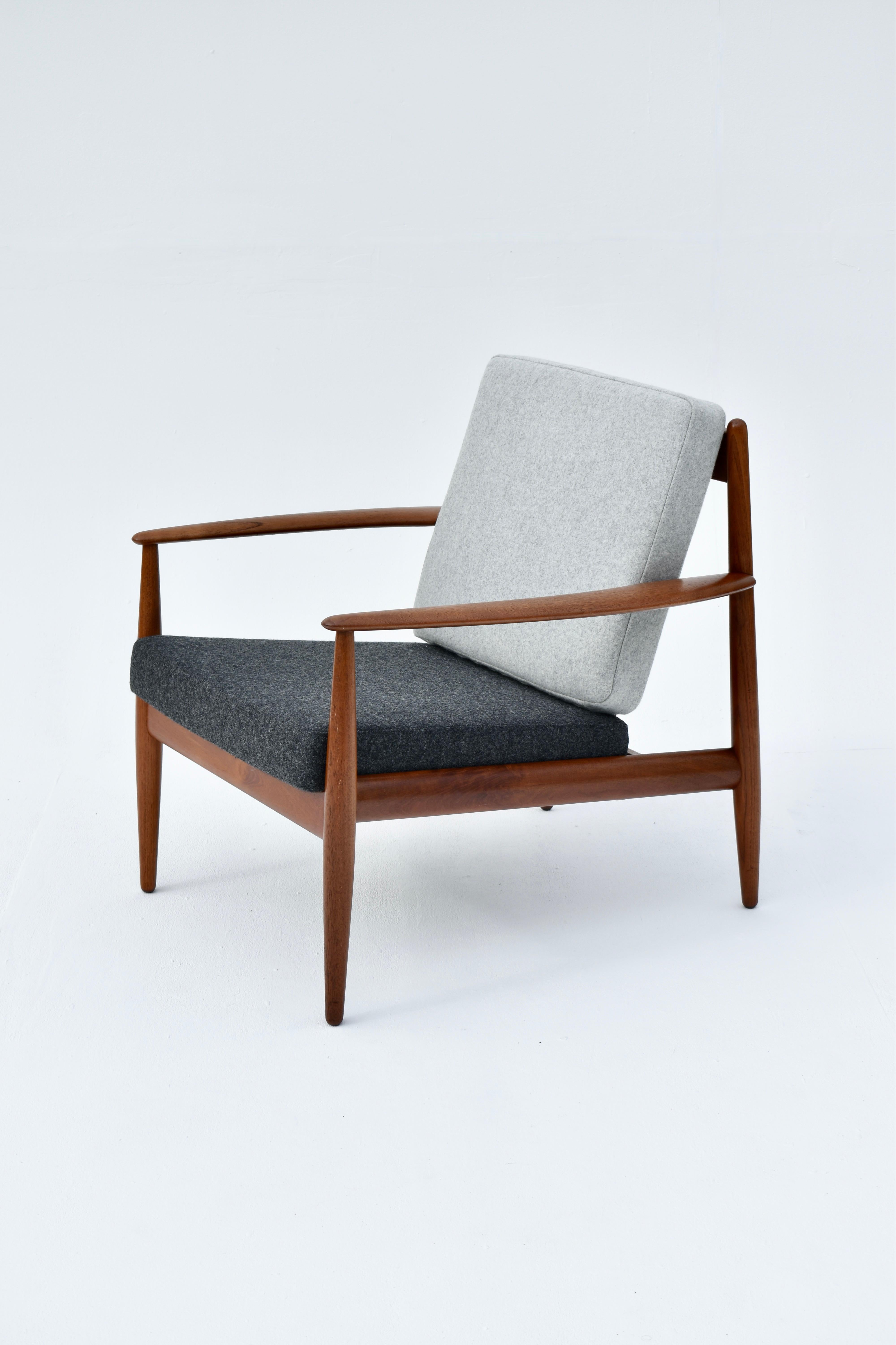 Pair of Grete Jalk Mid Century Teak Lounge Chairs for France & Son, Denmark 1