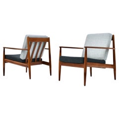 Pair of Grete Jalk Mid Century Teak Lounge Chairs for France & Son, Denmark