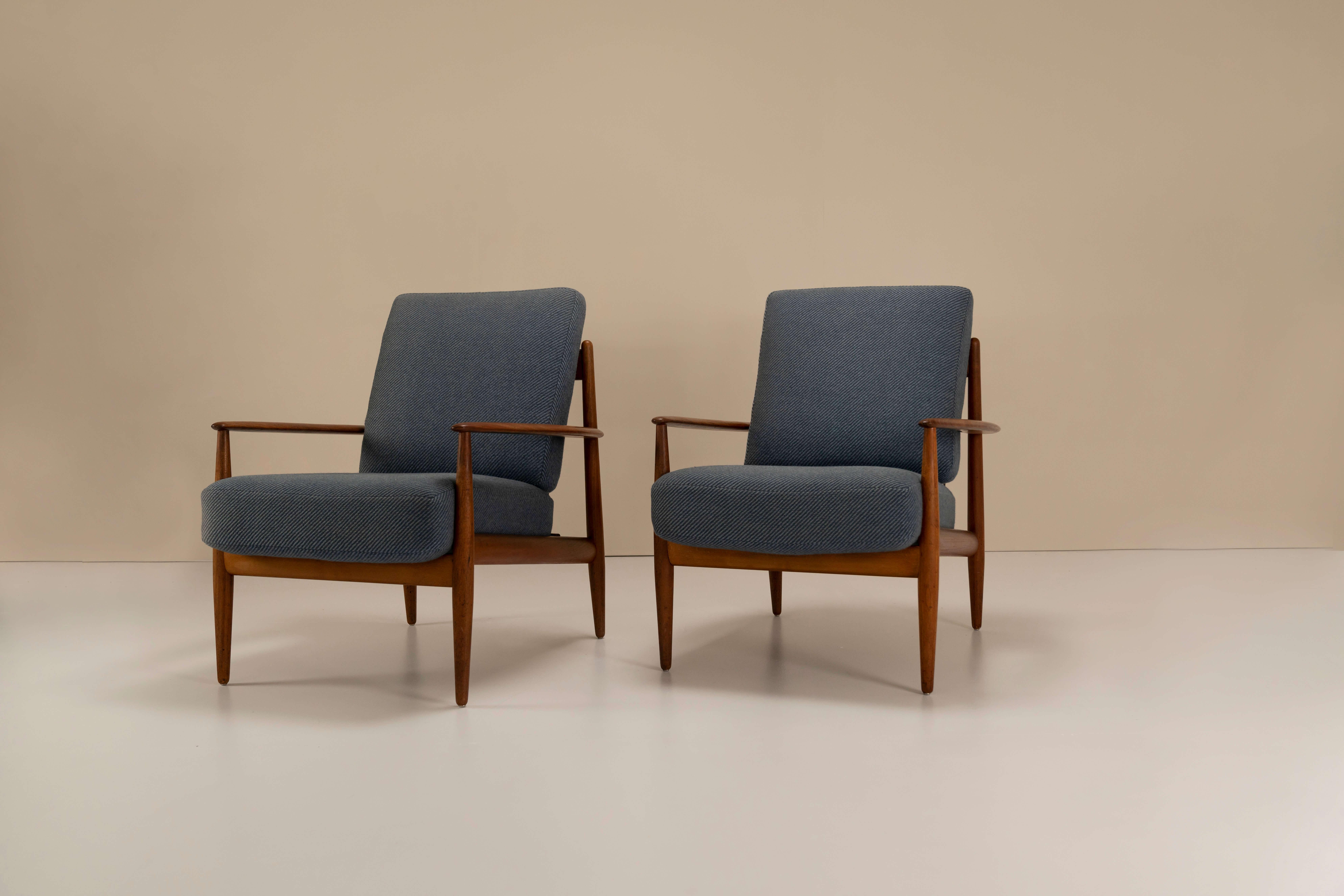 Milieu du XXe siècle Paire de fauteuils Grete Jalk Modèle 118 en teck pour France & Daverkosen, années 1950 en vente