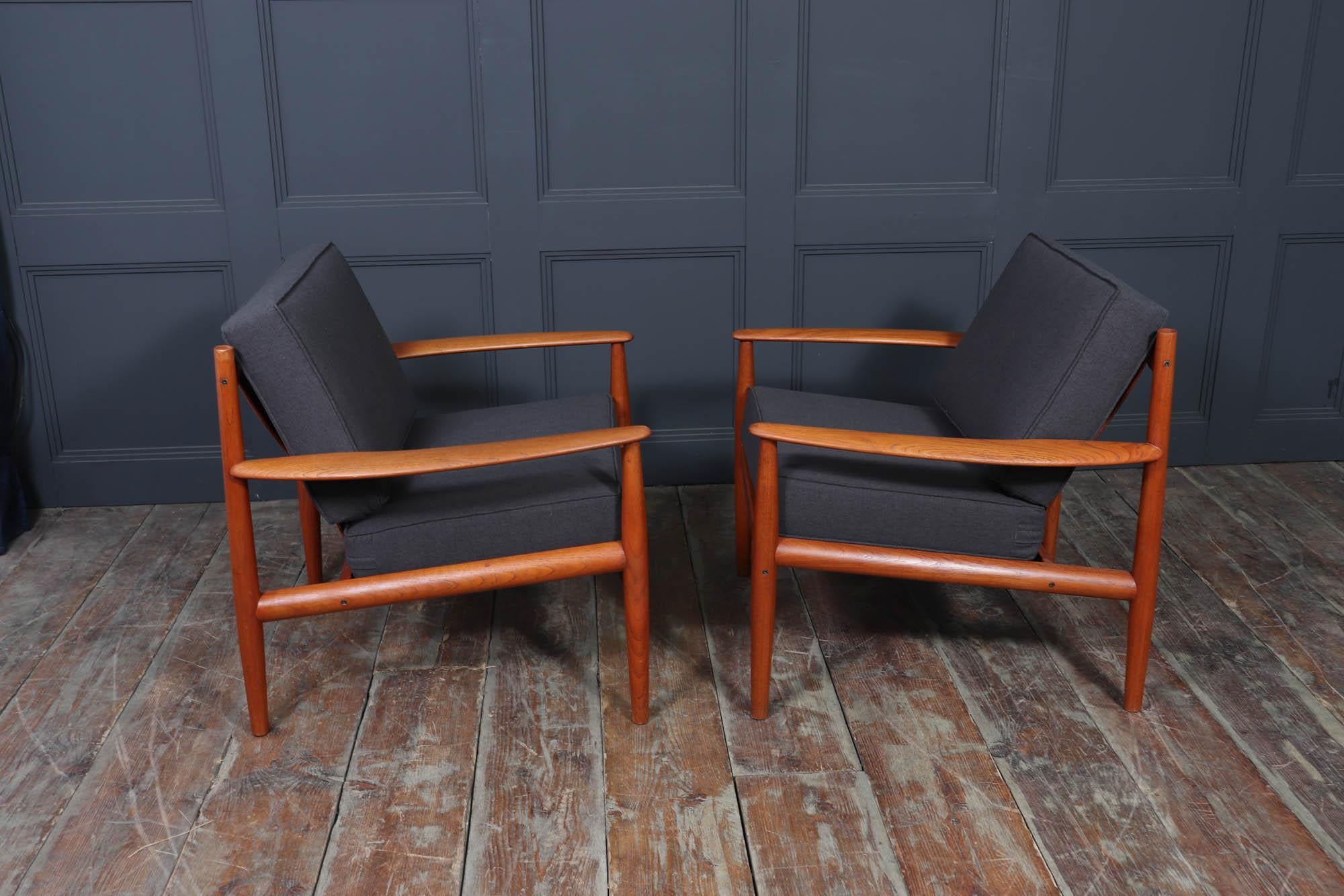 Paire de chaises longues en teck Grete Jalk pour France & Søn en vente 5