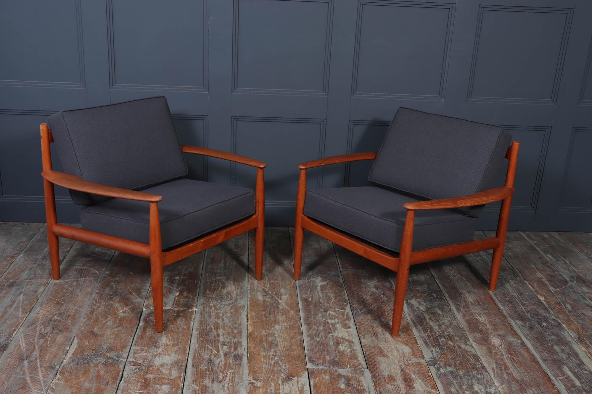 Paire de chaises longues en teck Grete Jalk pour France & Søn en vente 1