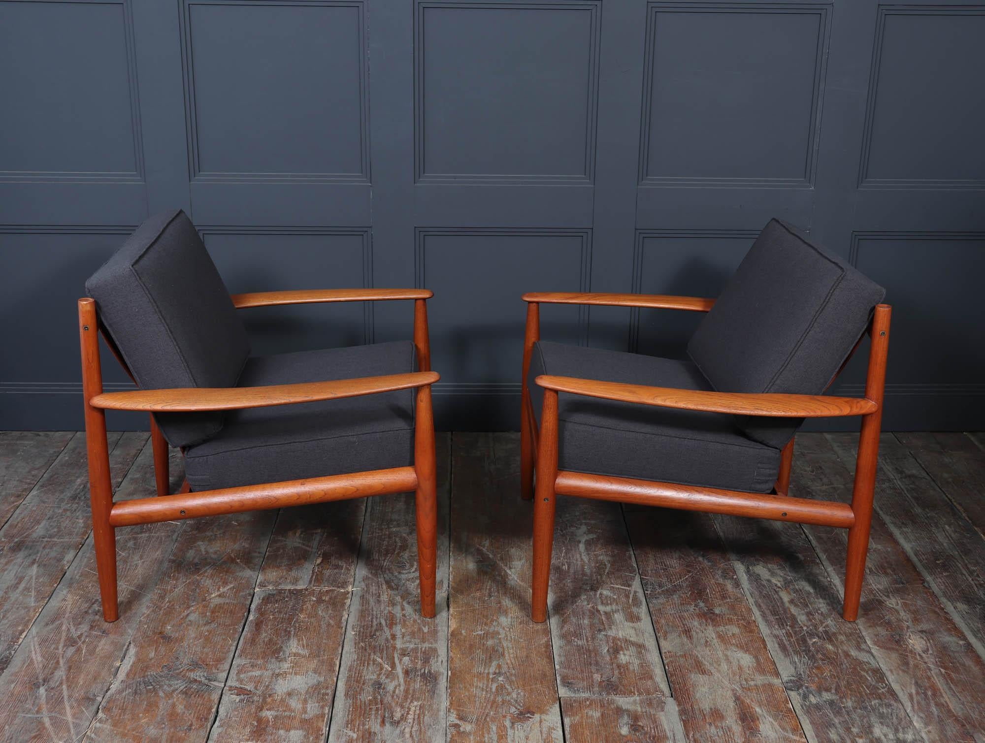 Paire de chaises longues en teck Grete Jalk pour France & Søn en vente 2