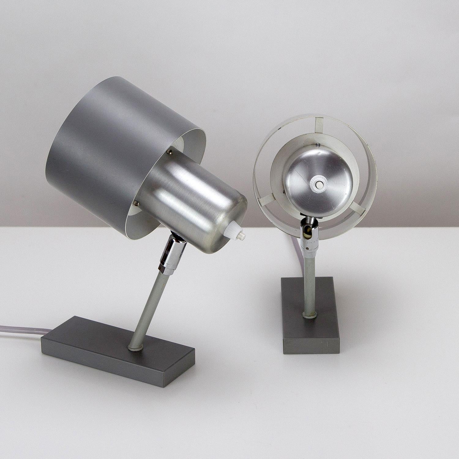 Aluminum Pair of Grey Alfa Wall Lights by Jo Hammerborg, Fog & Mørup, Denmark, 1960s