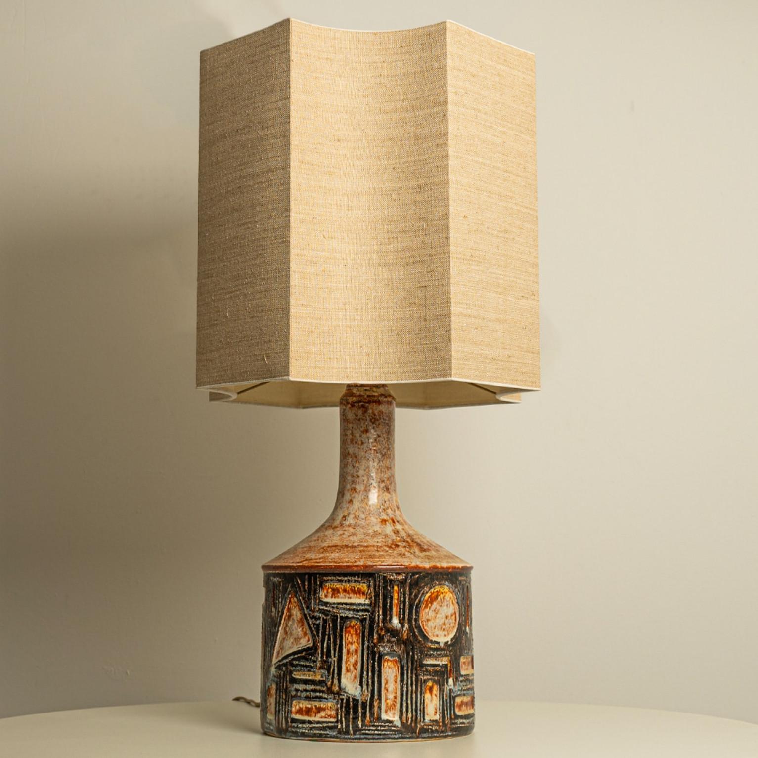 Paire de lampes de table en céramique grise et brune, Soholm Danemark années 1960 Bon état - En vente à Rijssen, NL