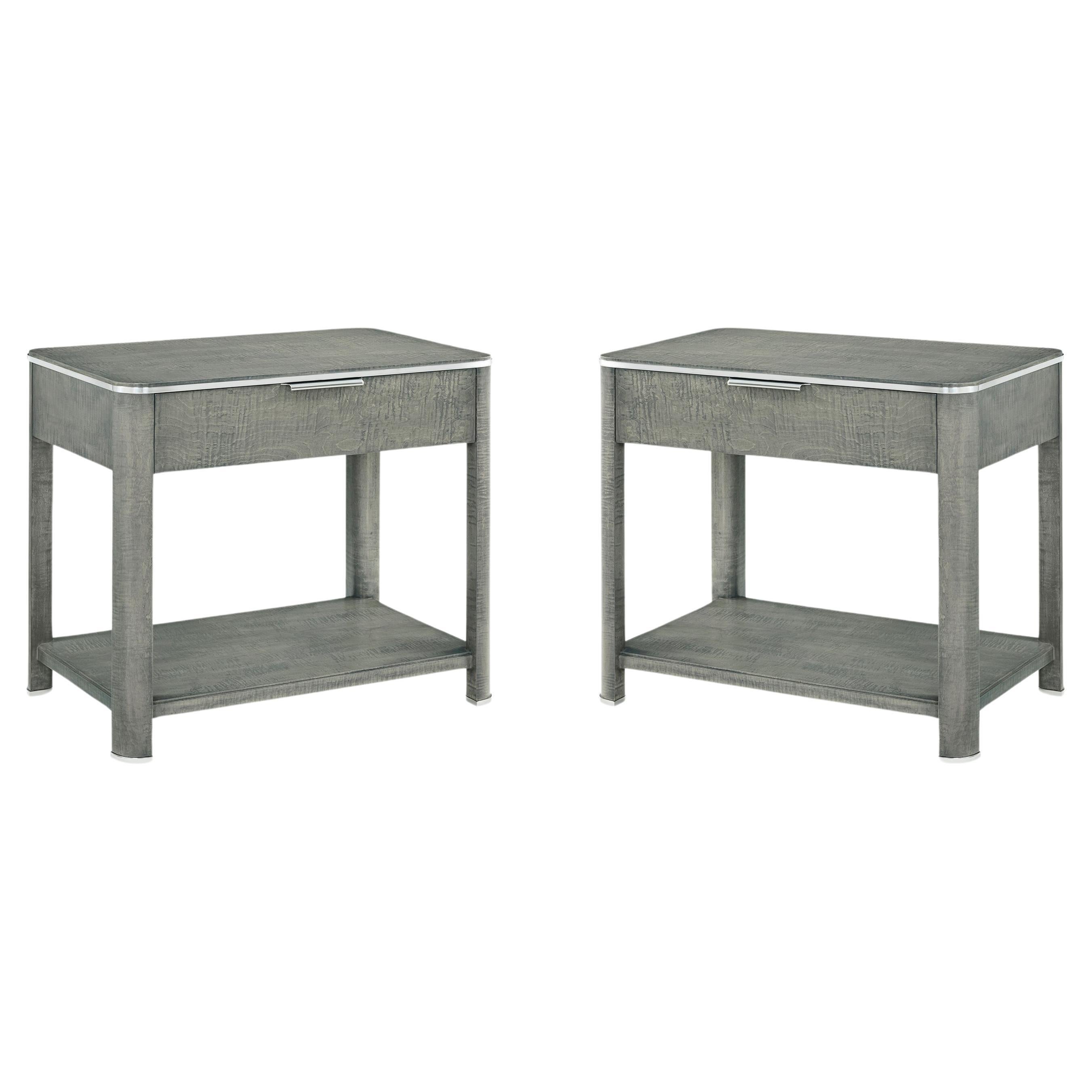 Pair of Grey Art Deco Style Nightstands