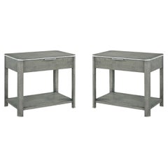 Pair of Grey Art Deco Style Nightstands