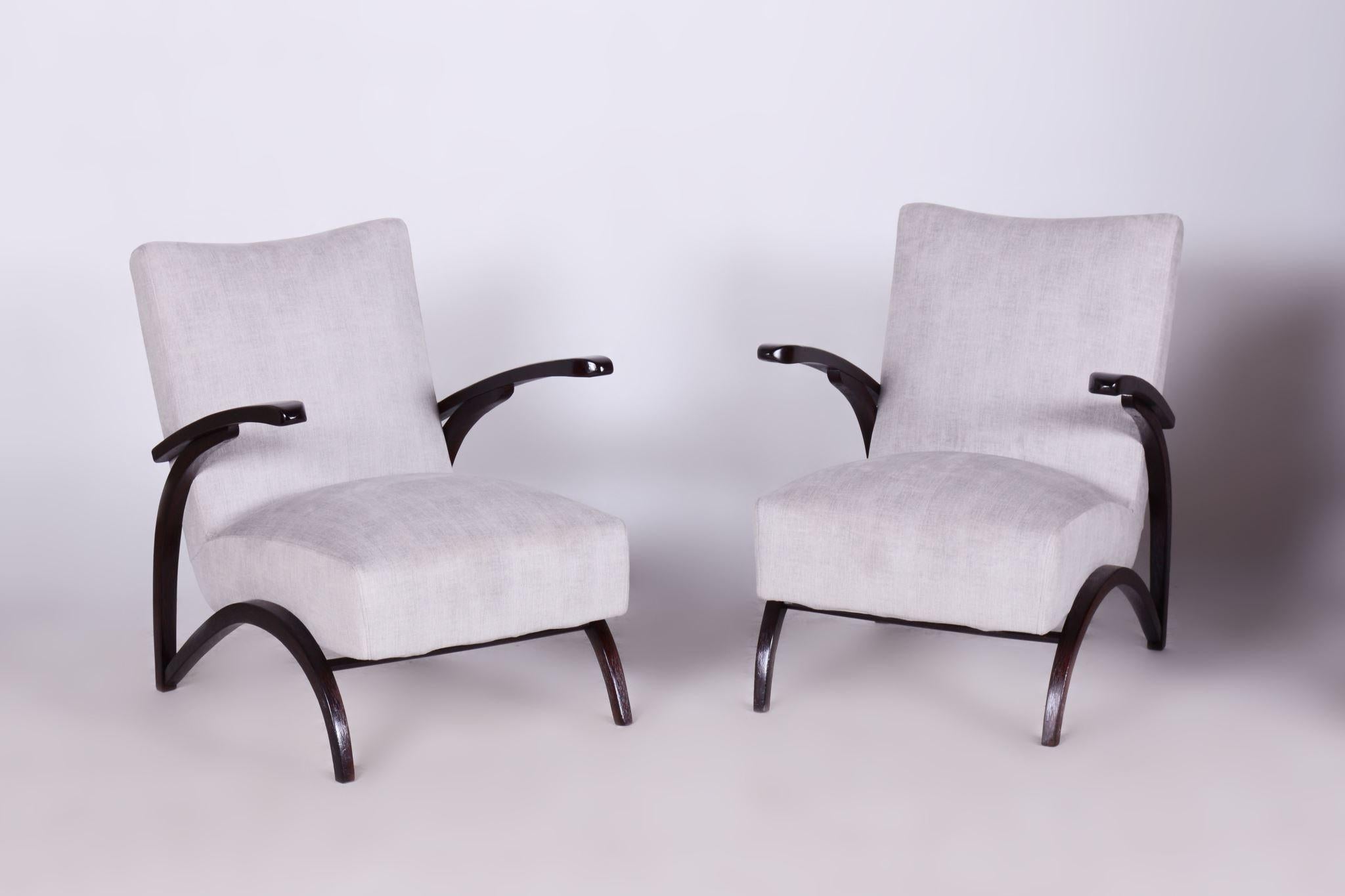 Paire de fauteuils Art Déco en hêtre gris, Jindrich Halabala, UP Zavody, années 1930 en vente 6
