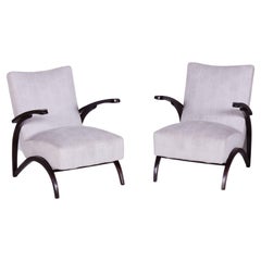 Paire de fauteuils Art Déco en hêtre gris, Jindrich Halabala, UP Zavody, années 1930
