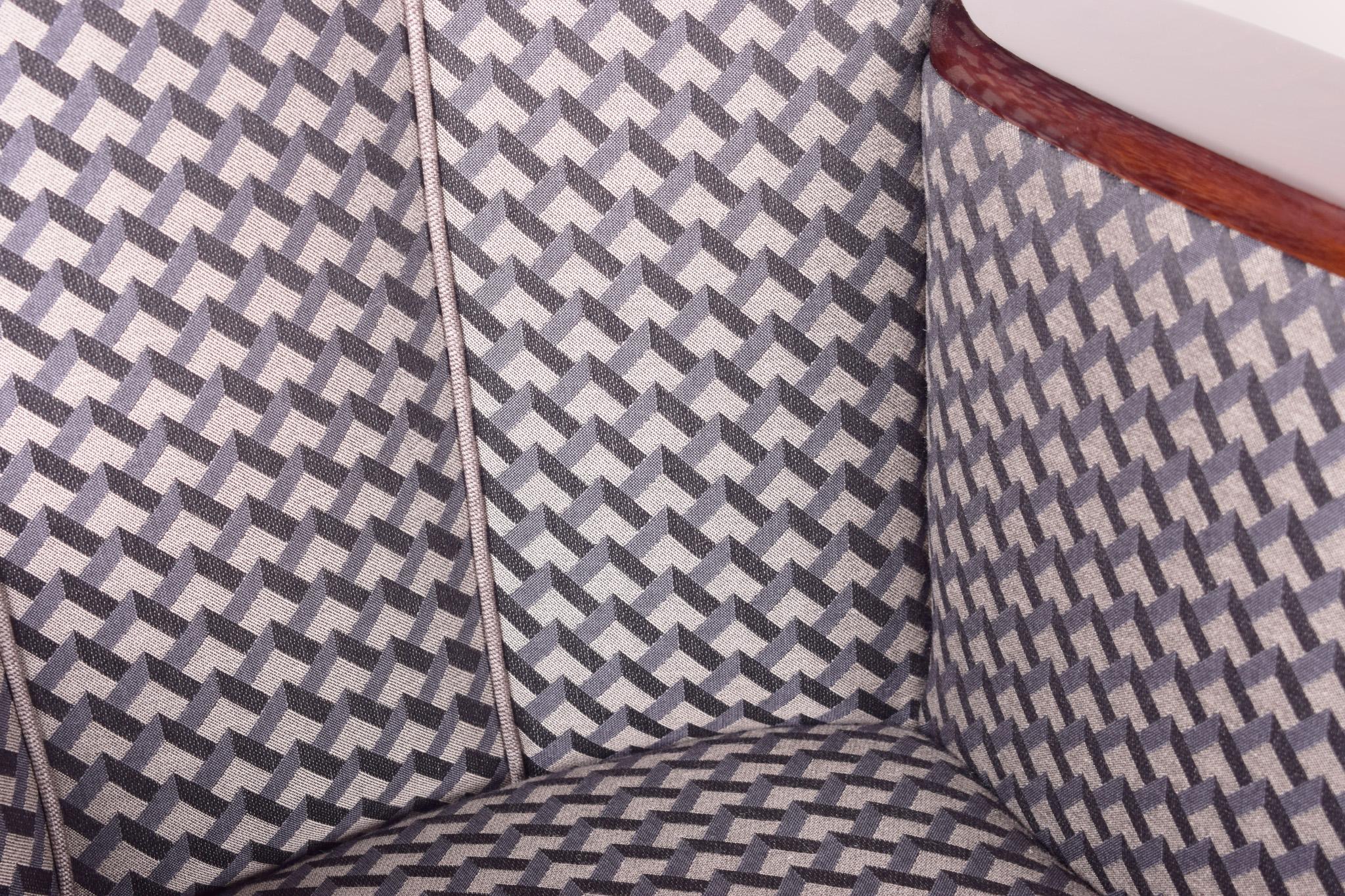 Paar graue französische Art déco-Sessel im Art déco-Stil, neu gepolstert, hochglänzend, 1920er Jahre im Angebot 2
