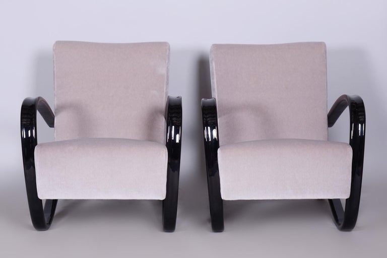 Pair of grey H269 Armchairs designed by Jindrich Halabala for UP
