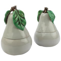 Pair of Grey Italian Pottery Covered Table Boxes, 20th Century