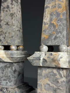Pair of Grey marble Italian Obelisks