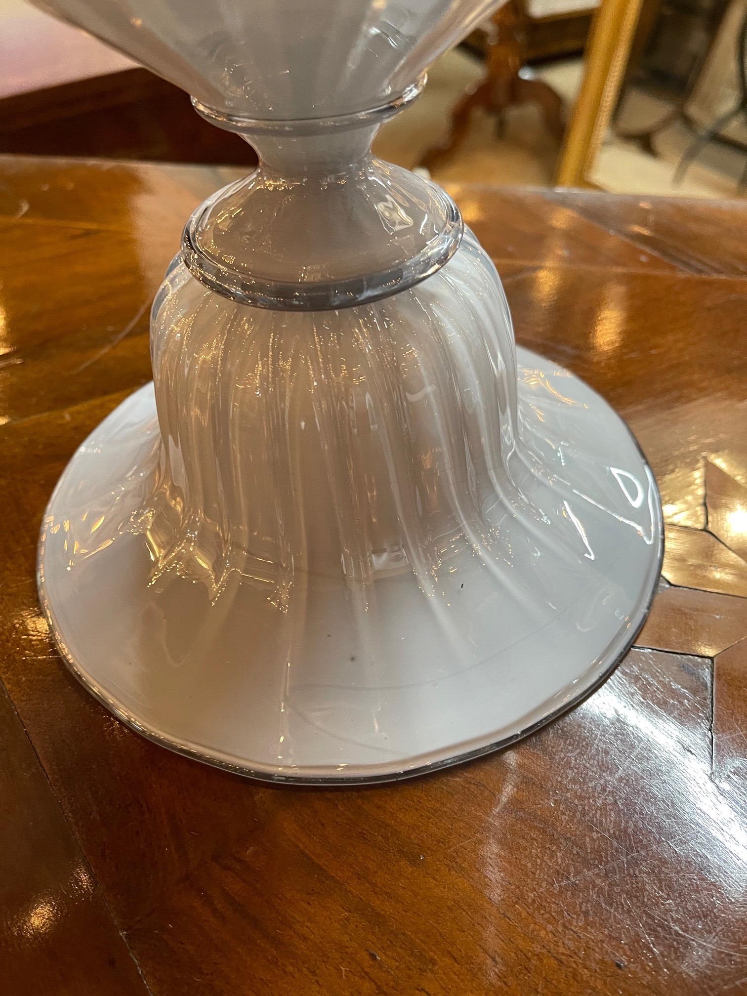 Pair of Grey Murano Glass Ball Form Lamps In Good Condition In Dallas, TX